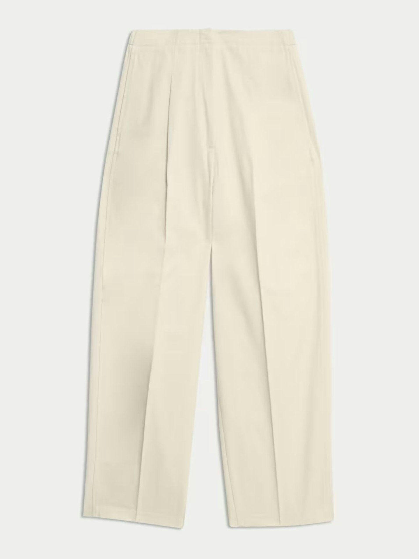 Pure Cotton Twill Barrel Leg Trousers