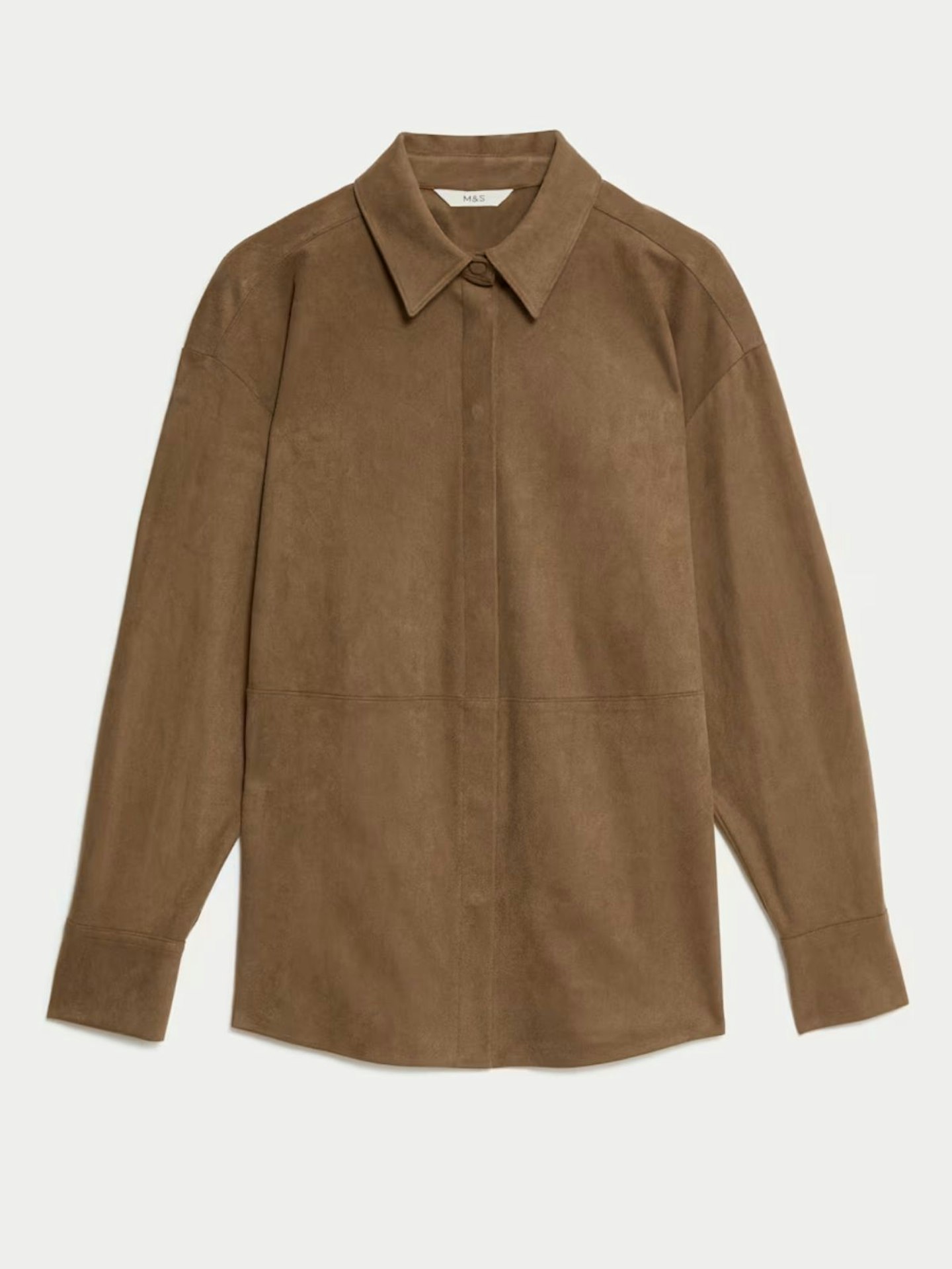 Suede Collared Button Through Shirt