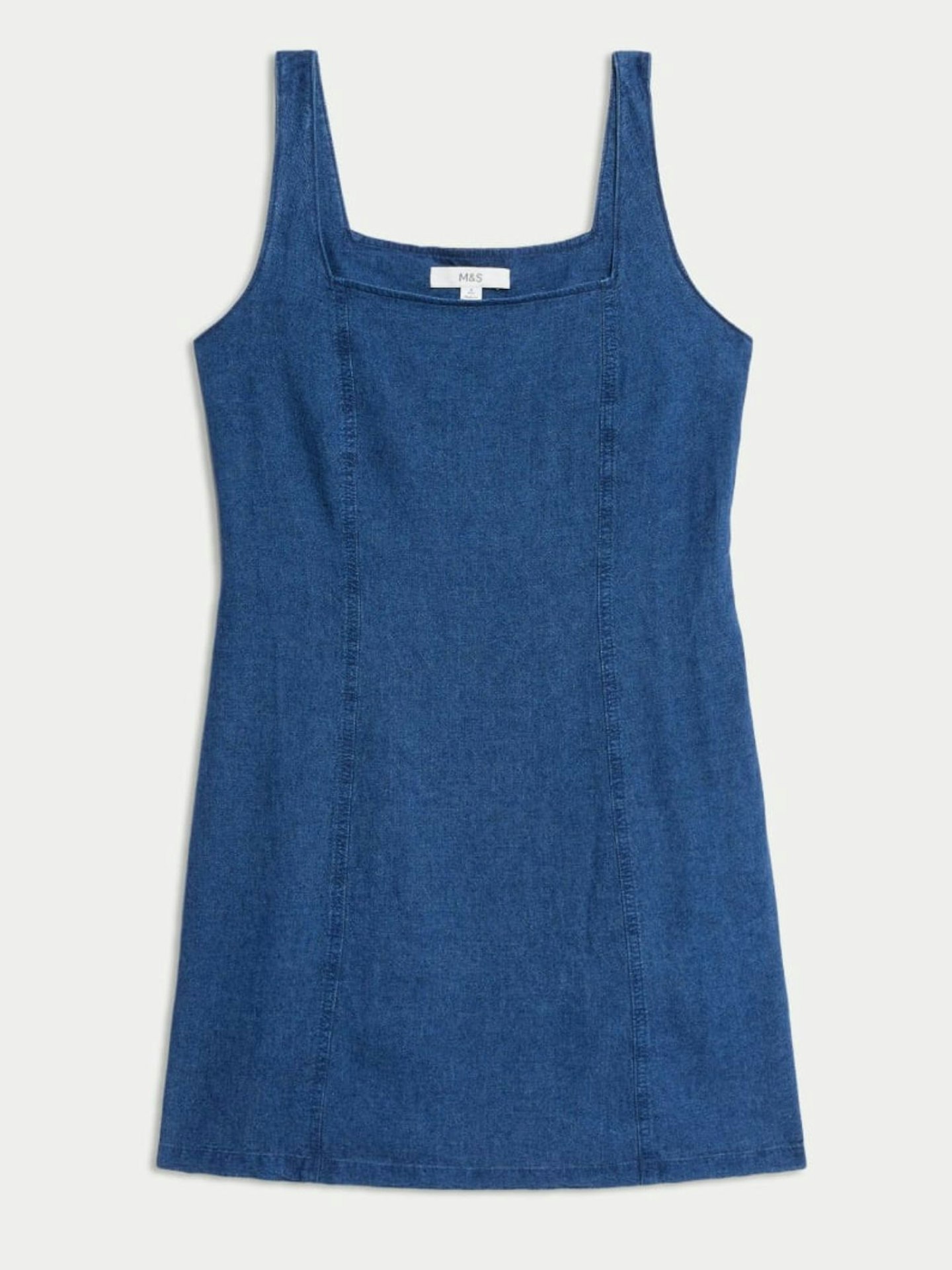 Linen Rich Square Neck Mini Shift Dress