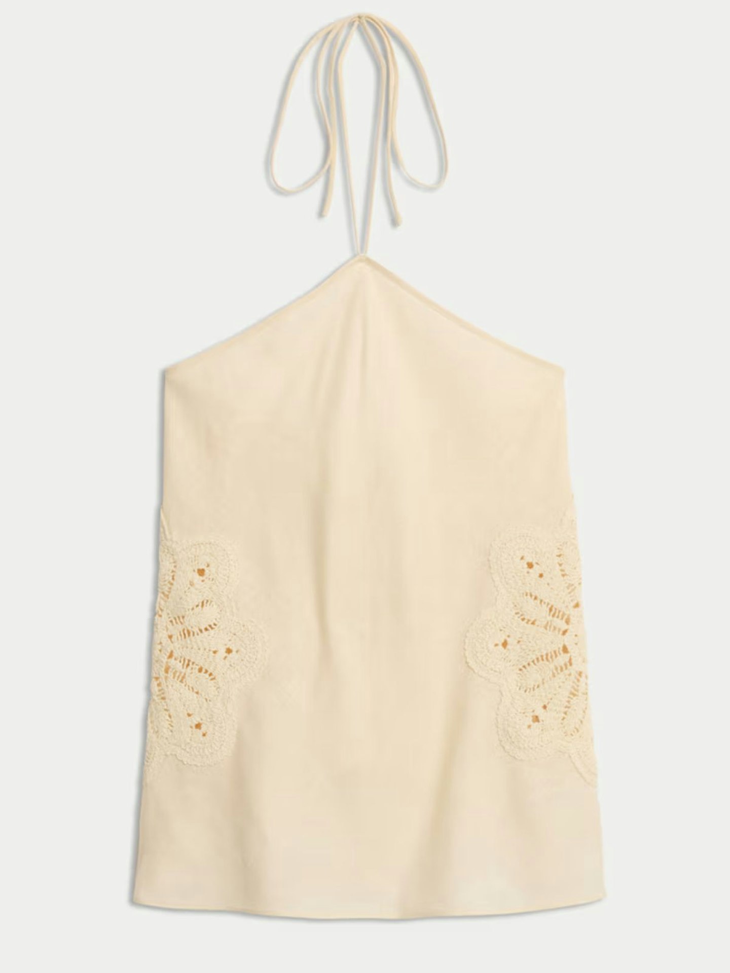 Linen Rich Cutwork Detail Halter Neck