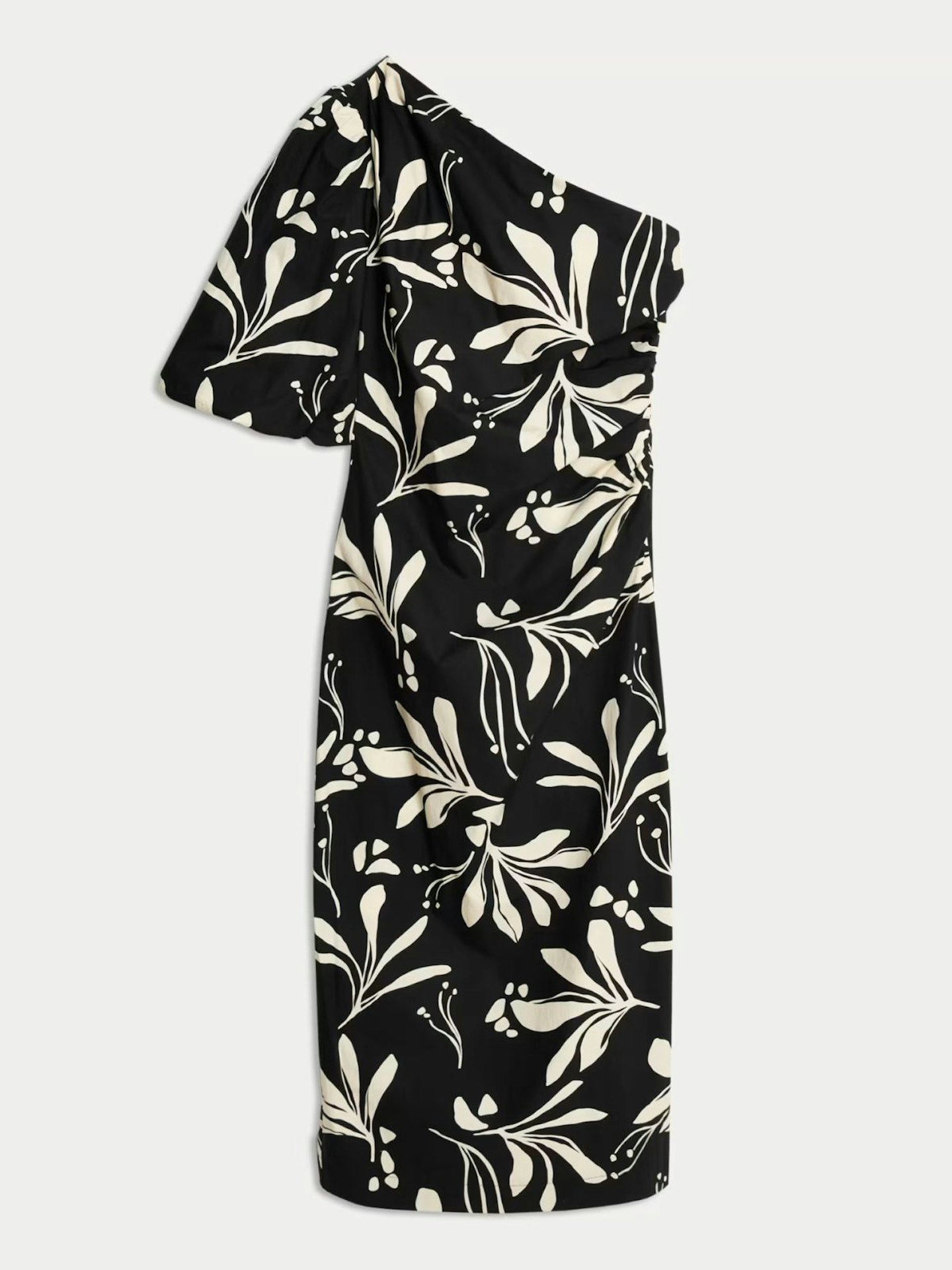 Pure Cotton Floral One Shoulder Midaxi Column Dress
