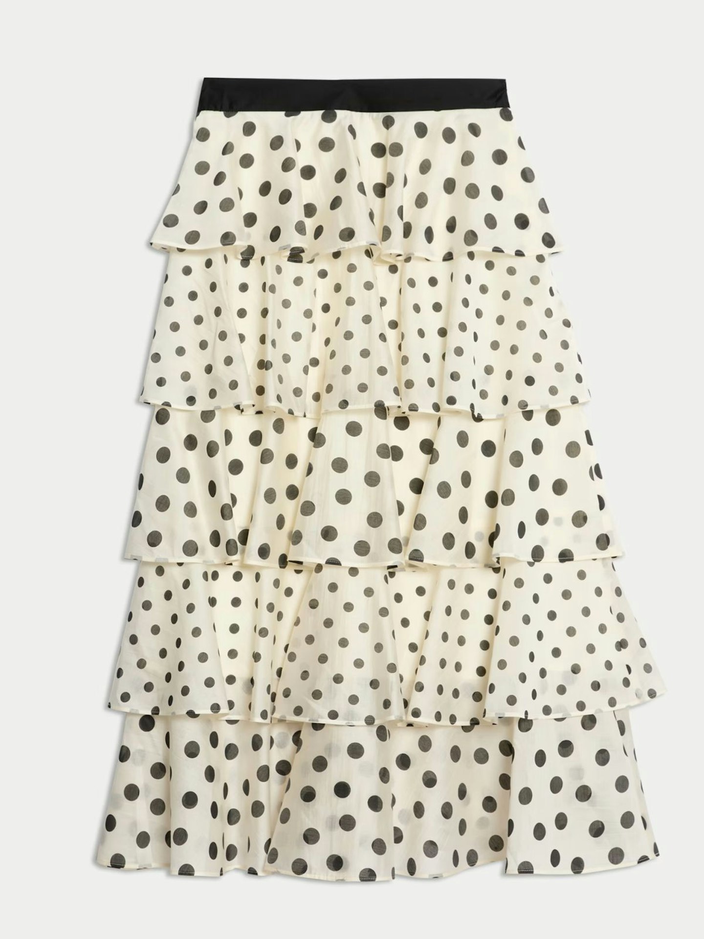 Lyocell Rich Polka Dot Ruffle Midaxi Skirt