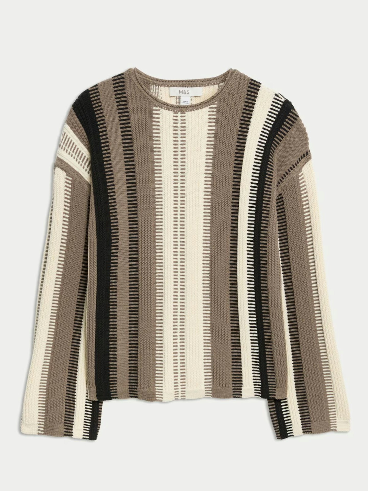 Cotton Rich Striped Crew Neck Jumper