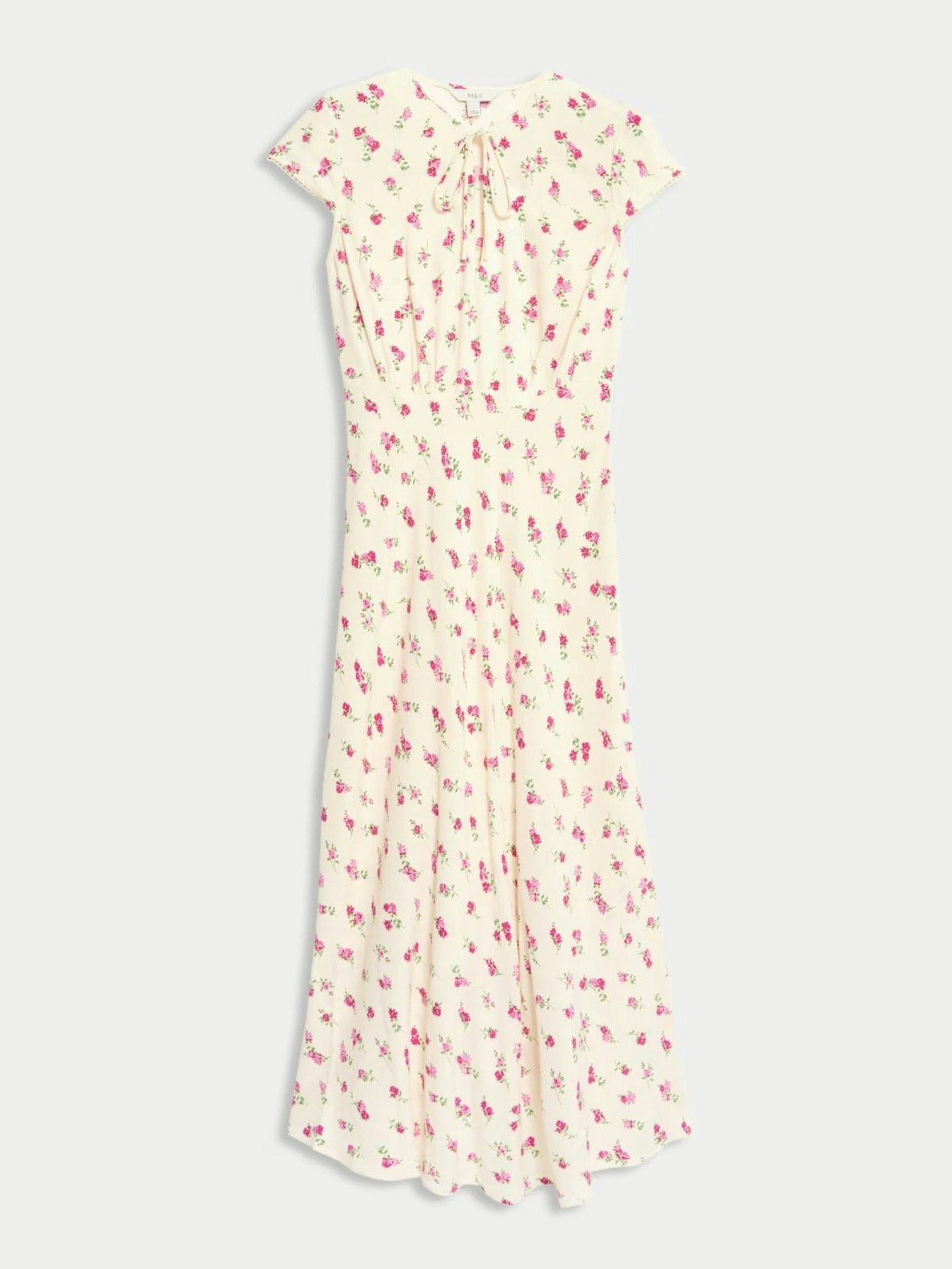 Floral Tie Neck Midaxi Tea Dress