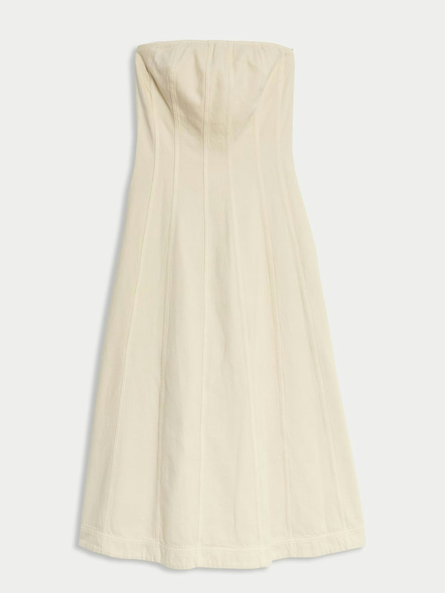 Denim Bandeau Midi Skater Dress