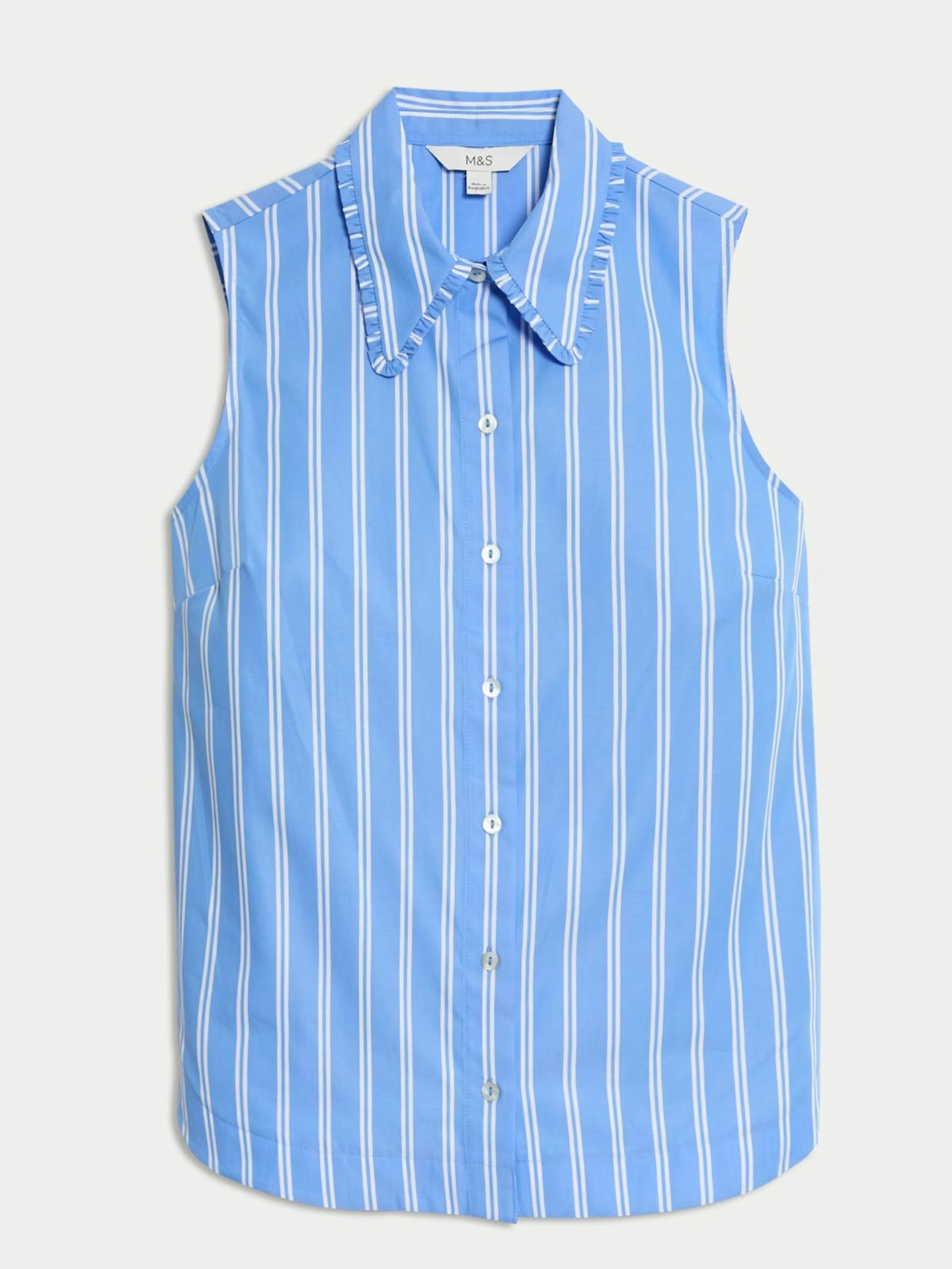 Striped Frill Detail Collared Shirt