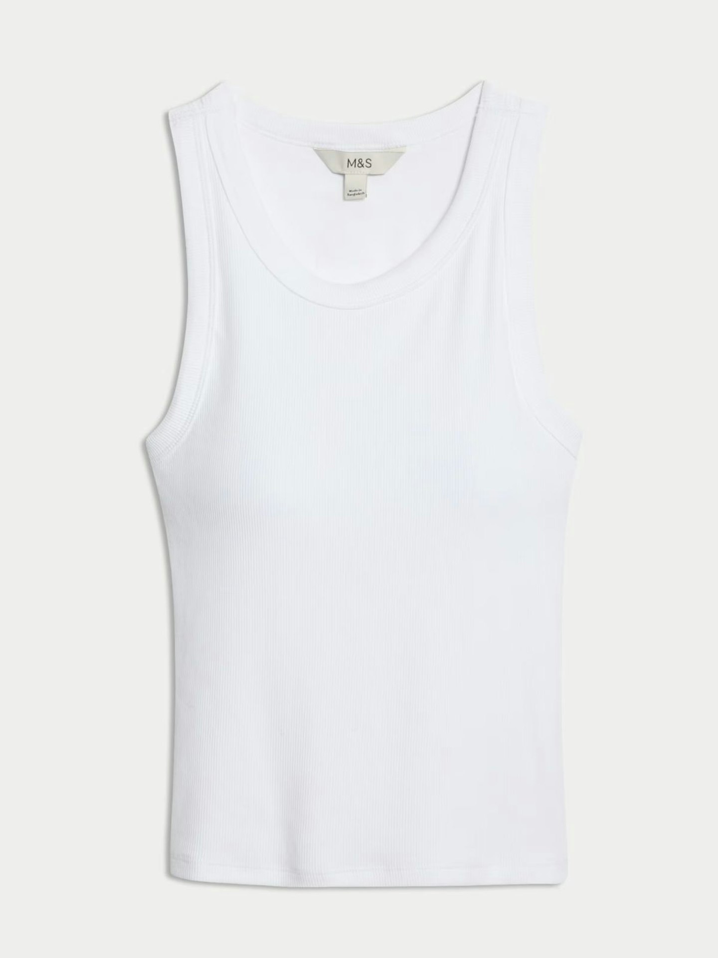 Cotton Rich Ribbed Scoop Neck Bra Vest Top