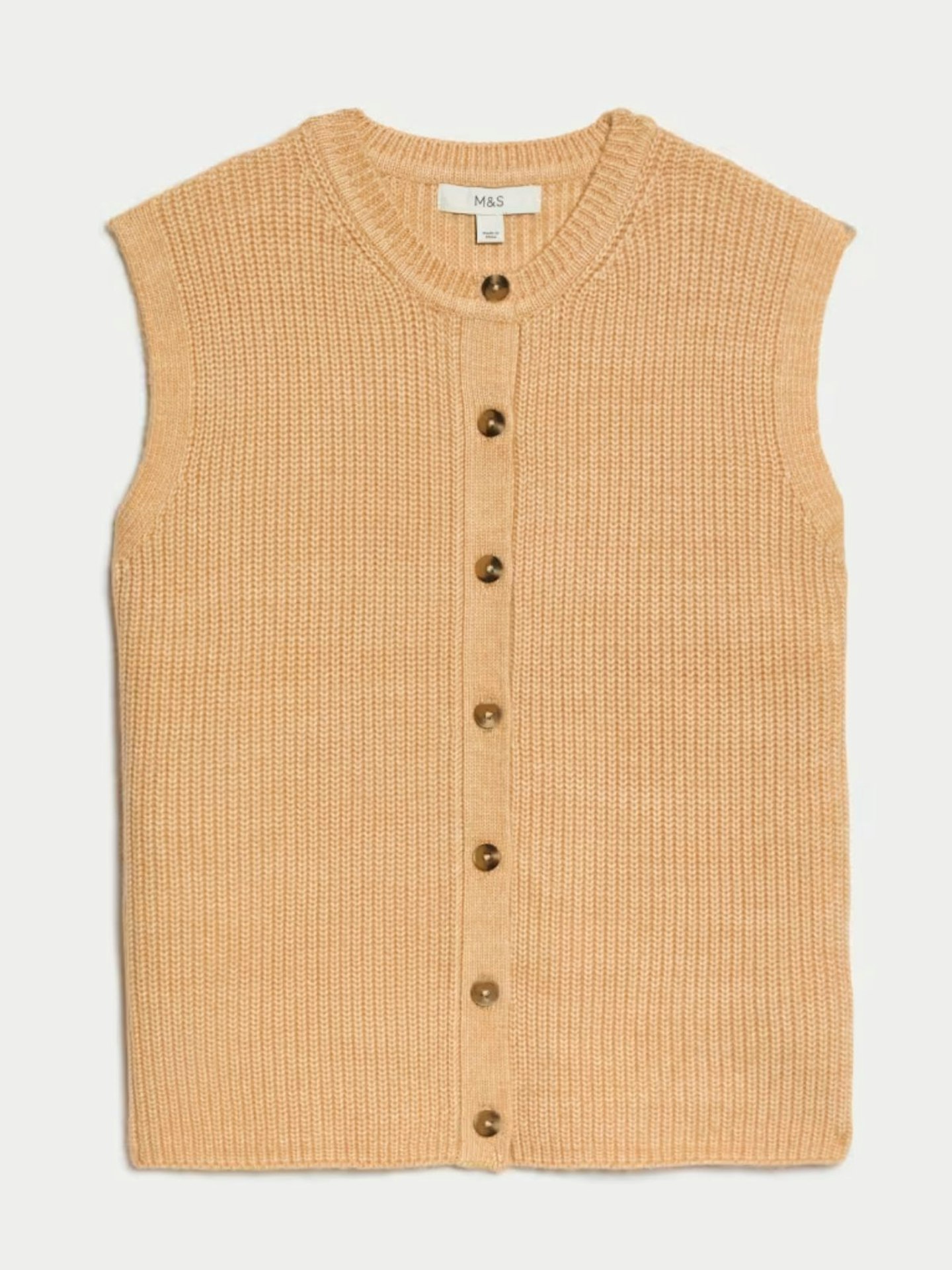 Cloud-Yarn Knitted Crew Neck Waistcoat