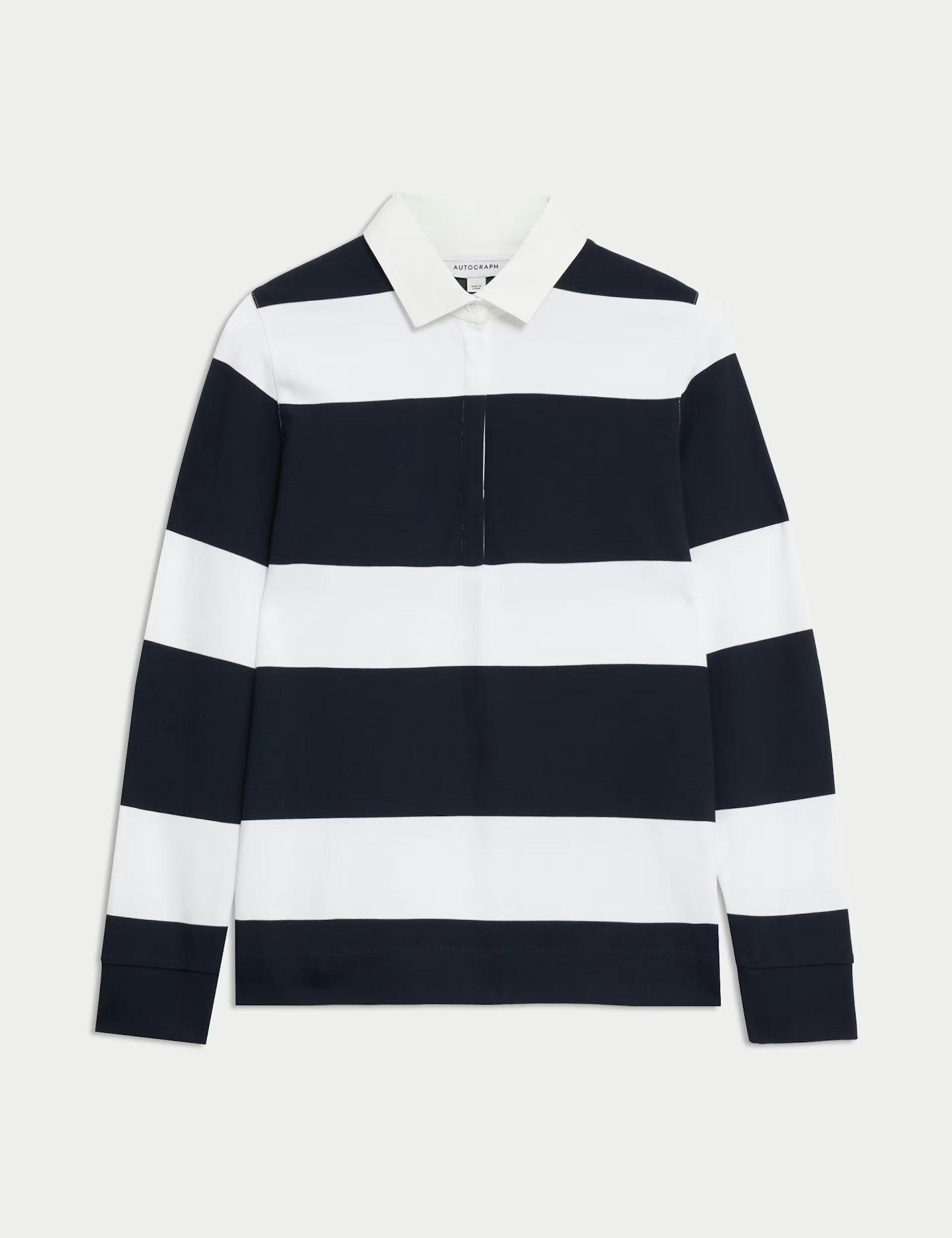 M&S Striped Collared Long Sleeve Rugby Top