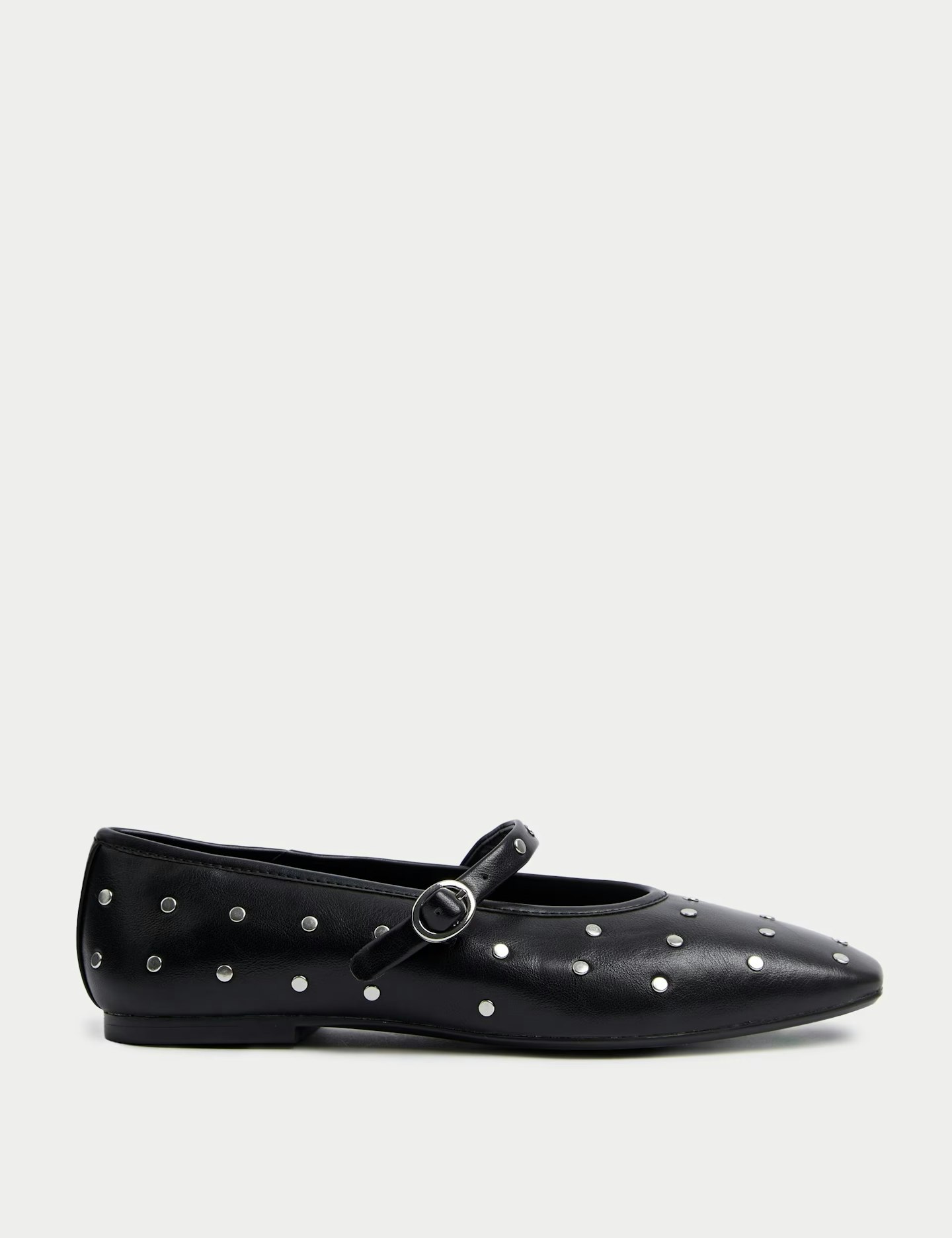 M&S Studded Buckle Flat Ballet Pumps