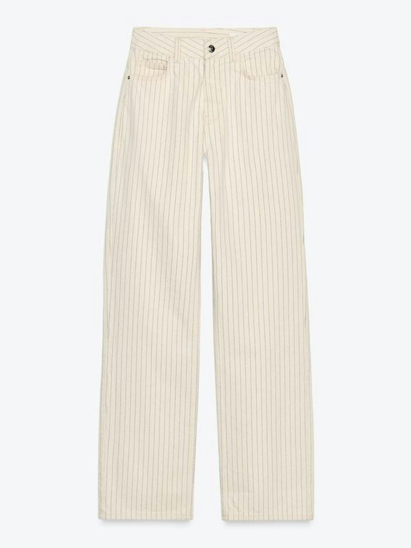 Straight High-Waist Full Length Striped Jeans