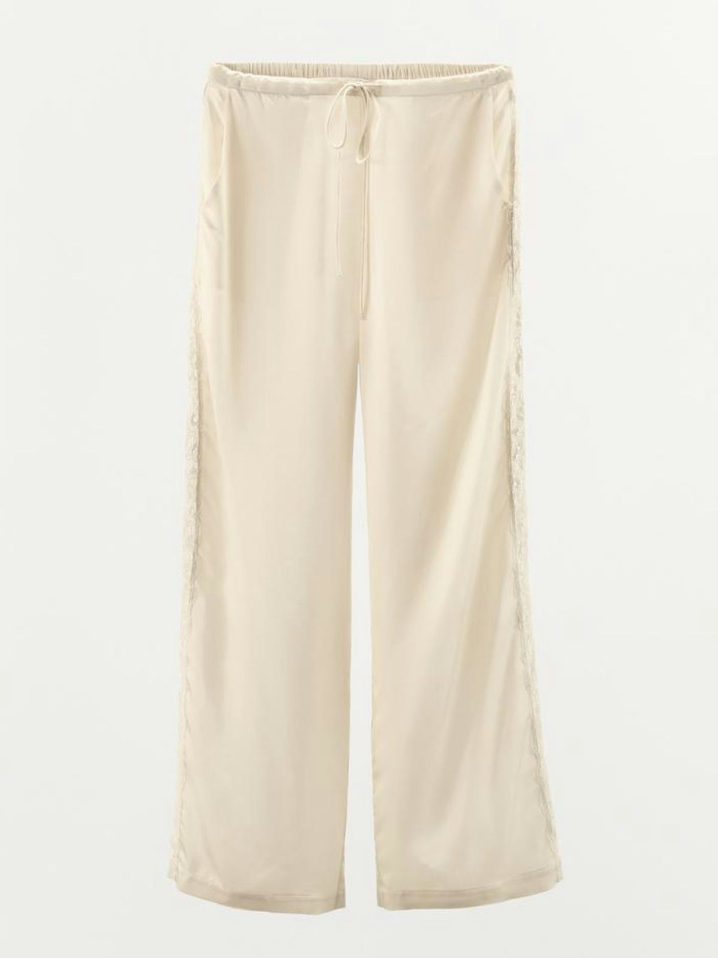 Satin Trousers With Lace Trim