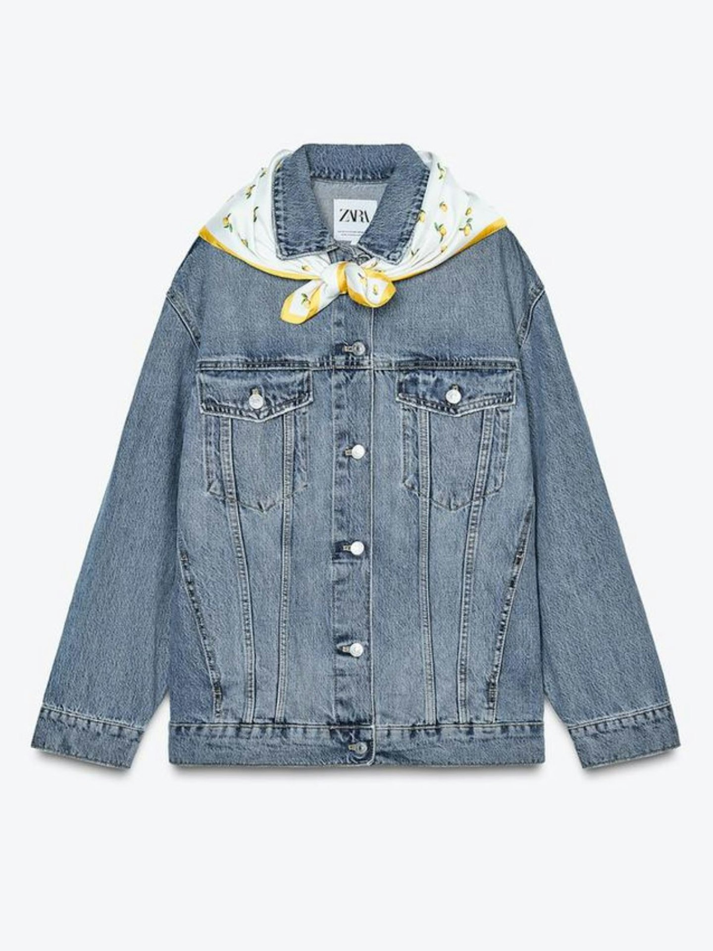 TRF Oversize Denim Jacket With Scarf