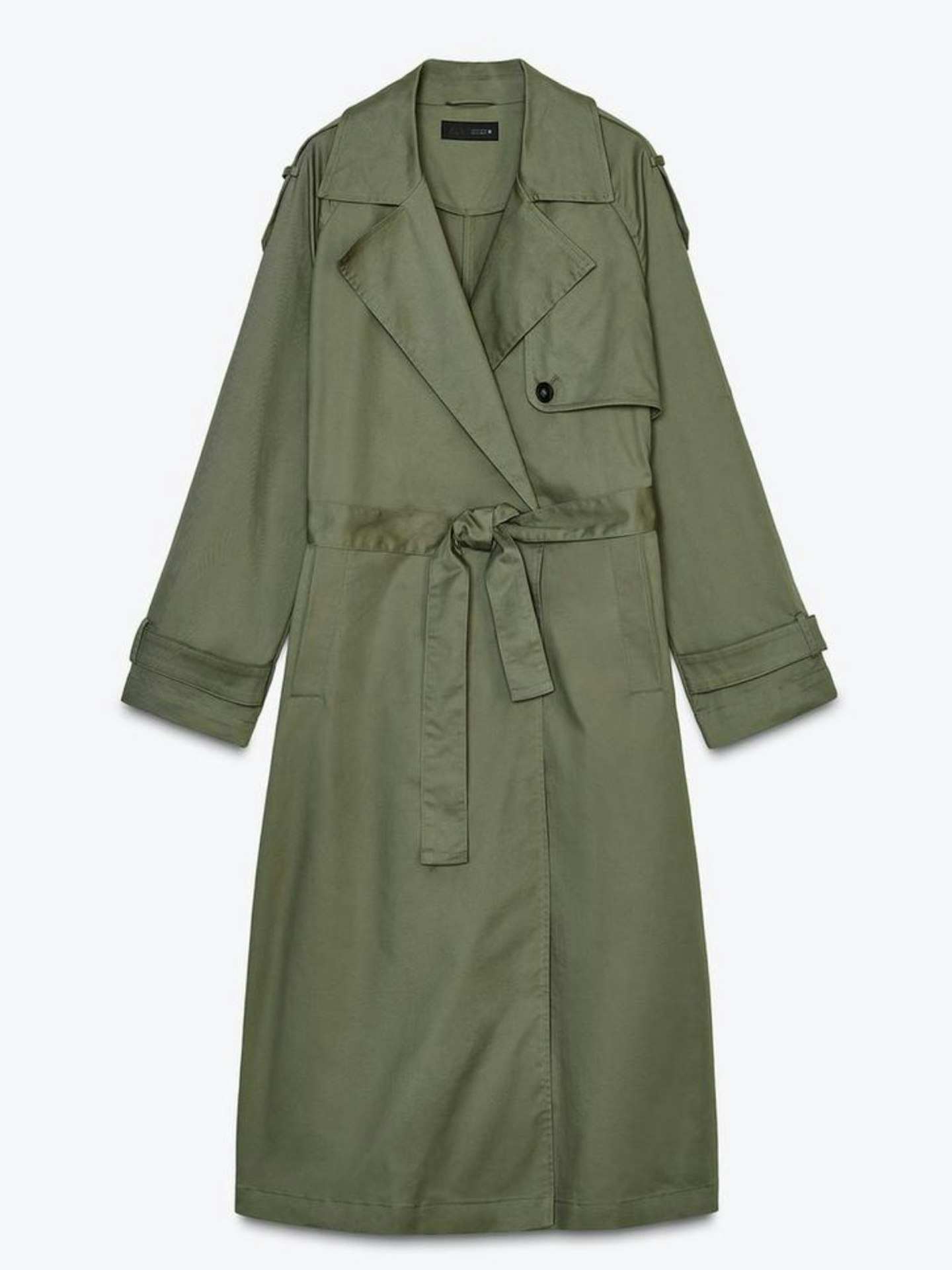 Long Double-Breasted Trench Coat With Belt