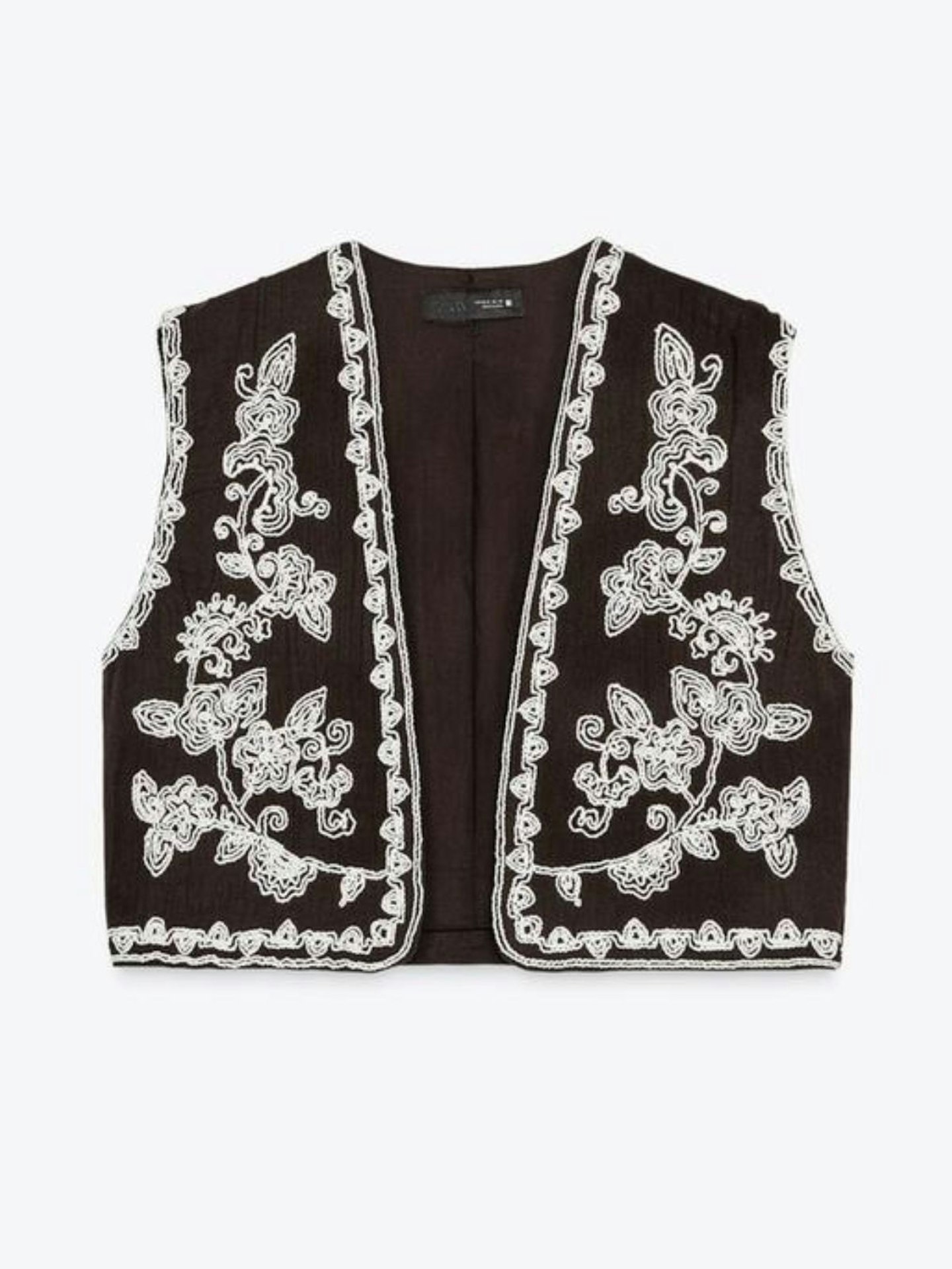 Embroidered Open Waistcoat