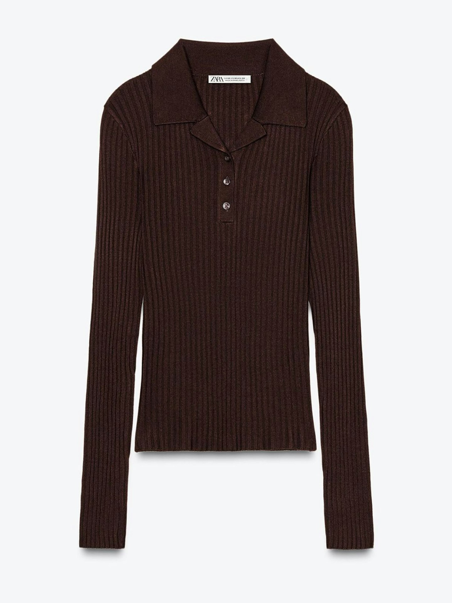 Ribbed Knit Polo Shirt