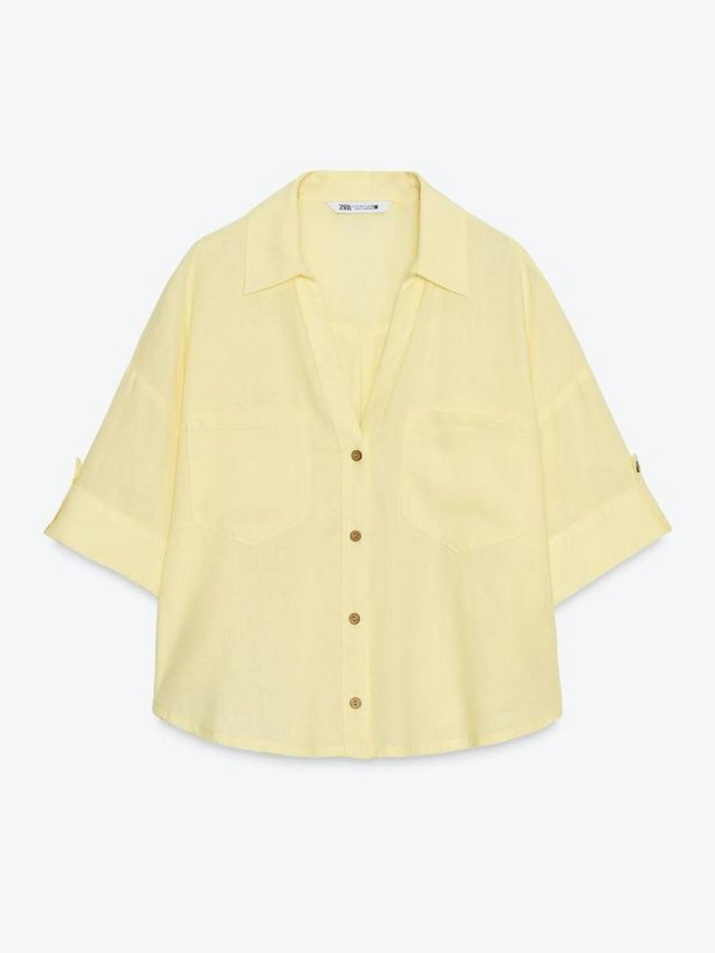 Cropped Linen Blend Shirt