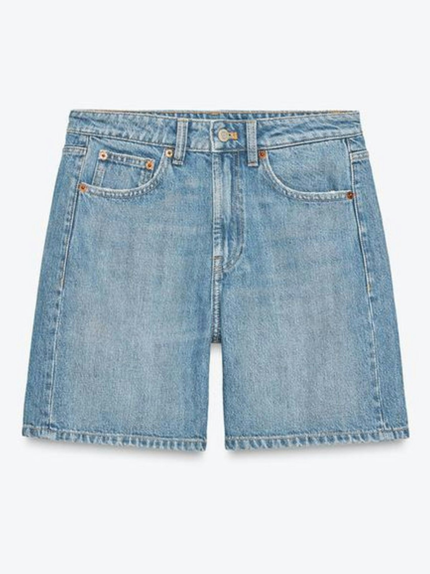 TRF Mid-Rise Denim Bermuda Shorts