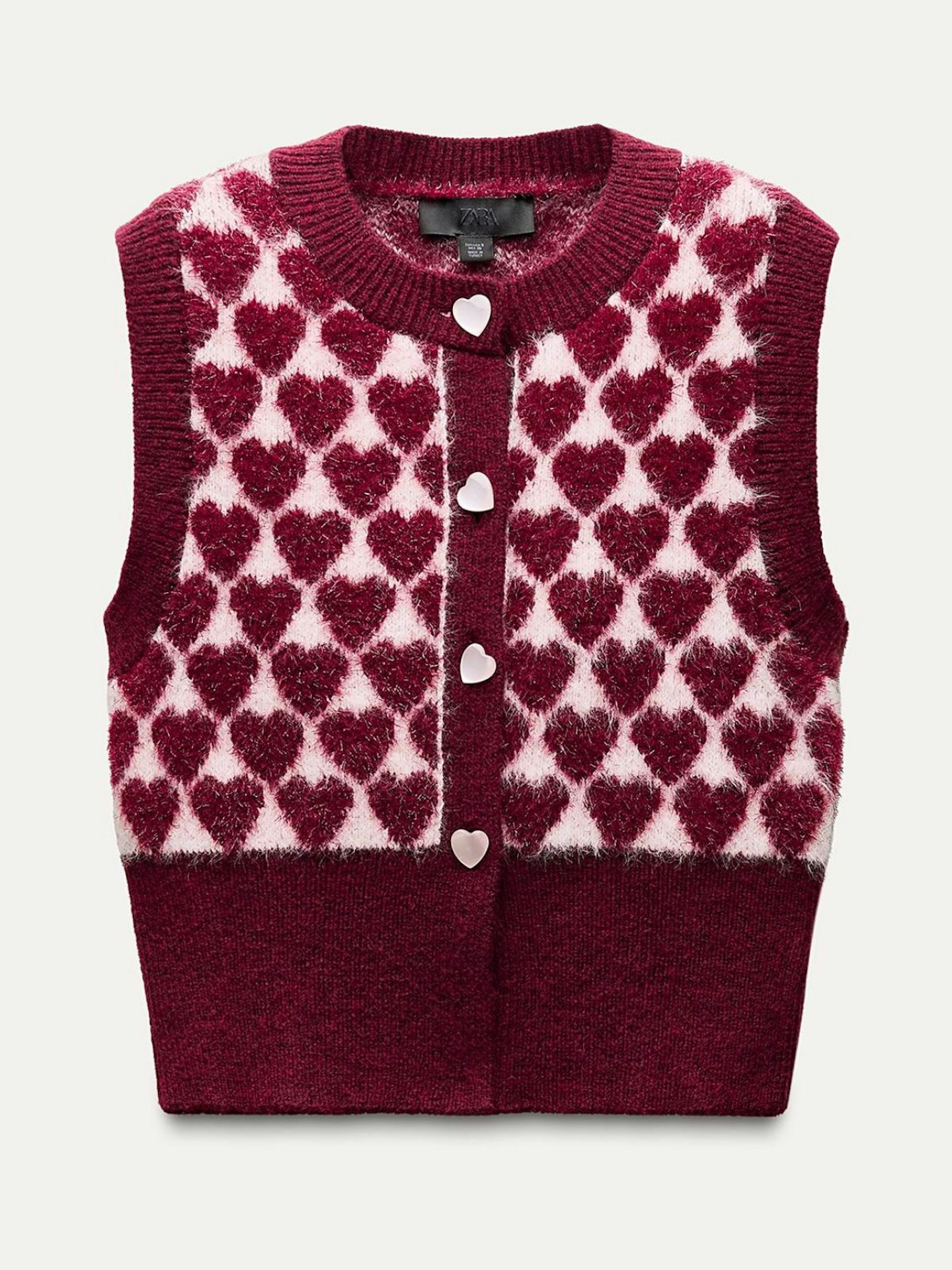 Jacquard Knit Vest With Hearts