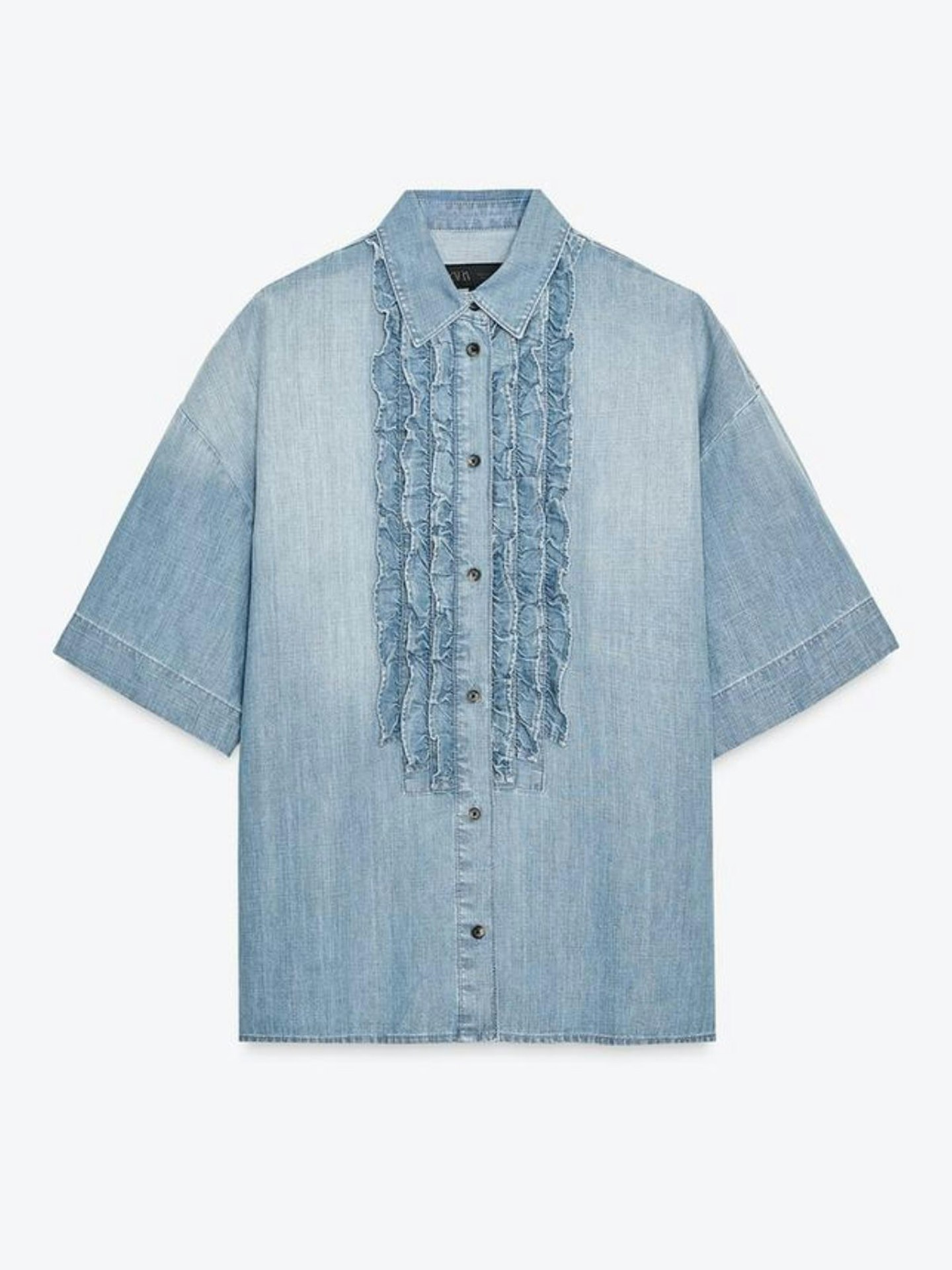ZW Collection Jabot Frill Denim Shirt