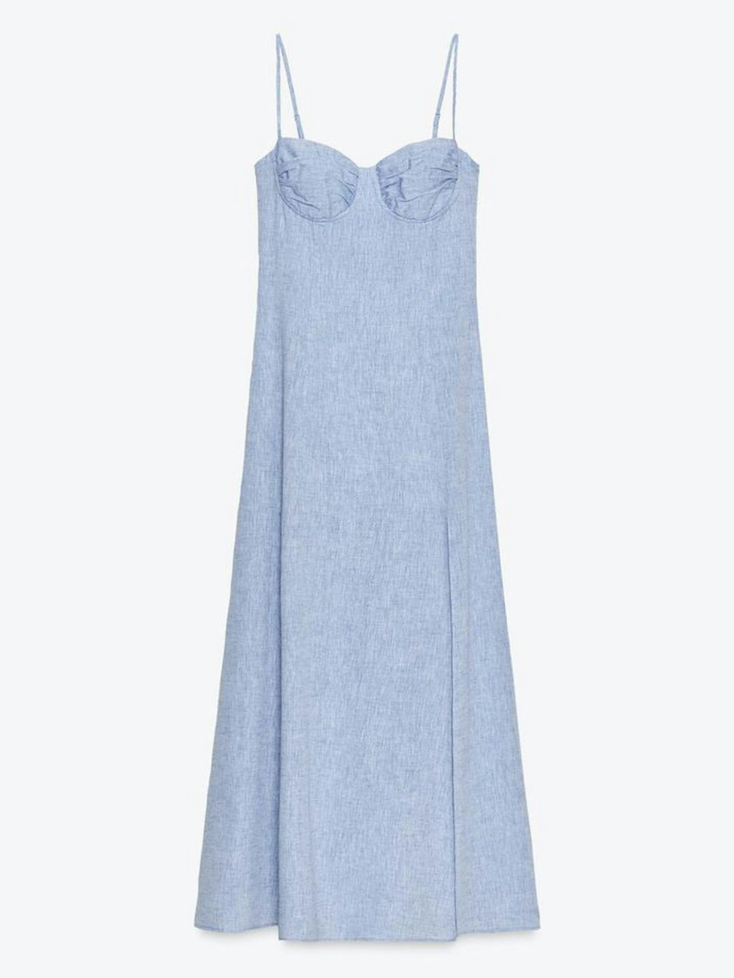 Midi Corsetry Dress With Linen Blend
