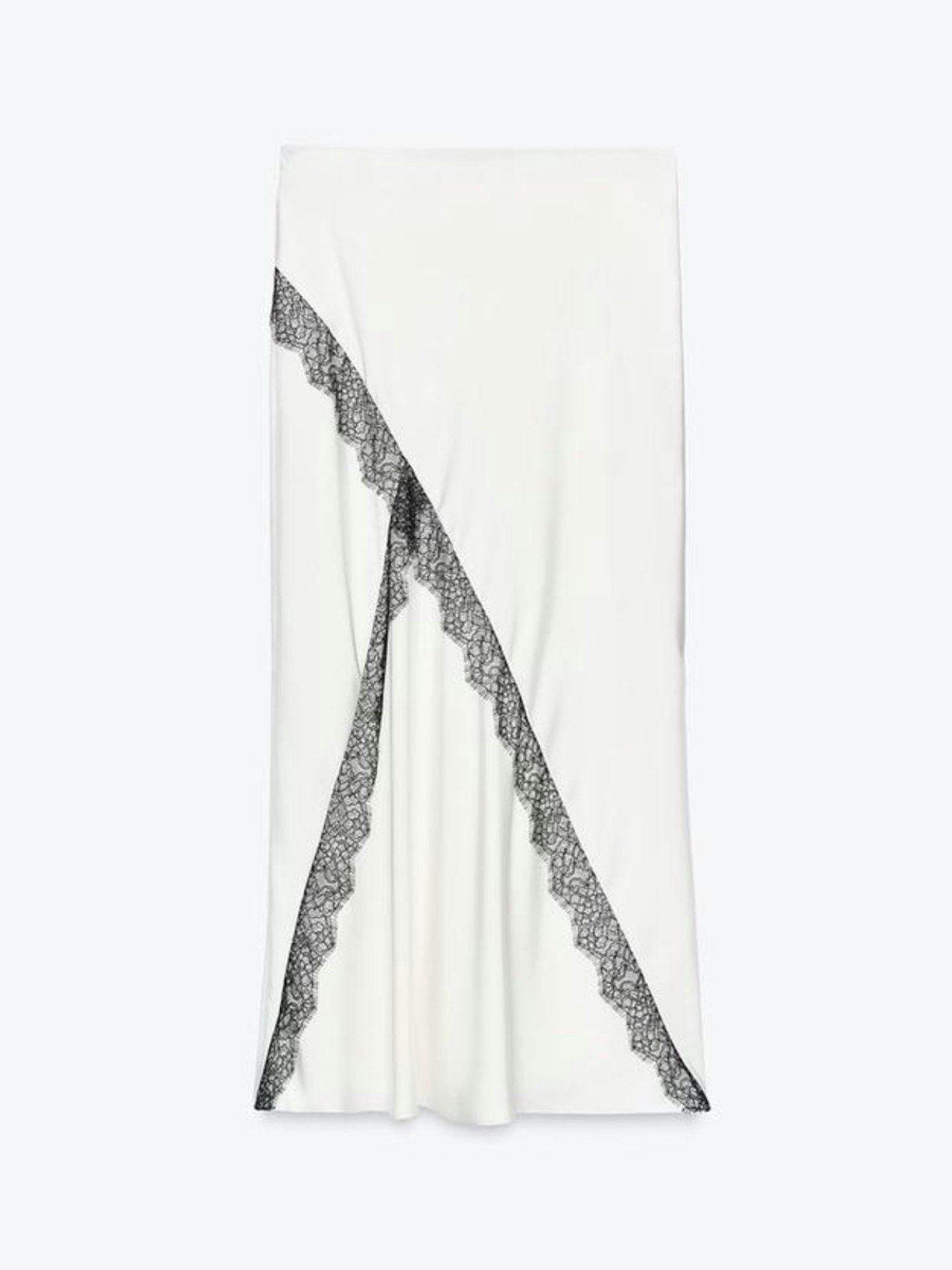 Satin Midi Skirt With Lace