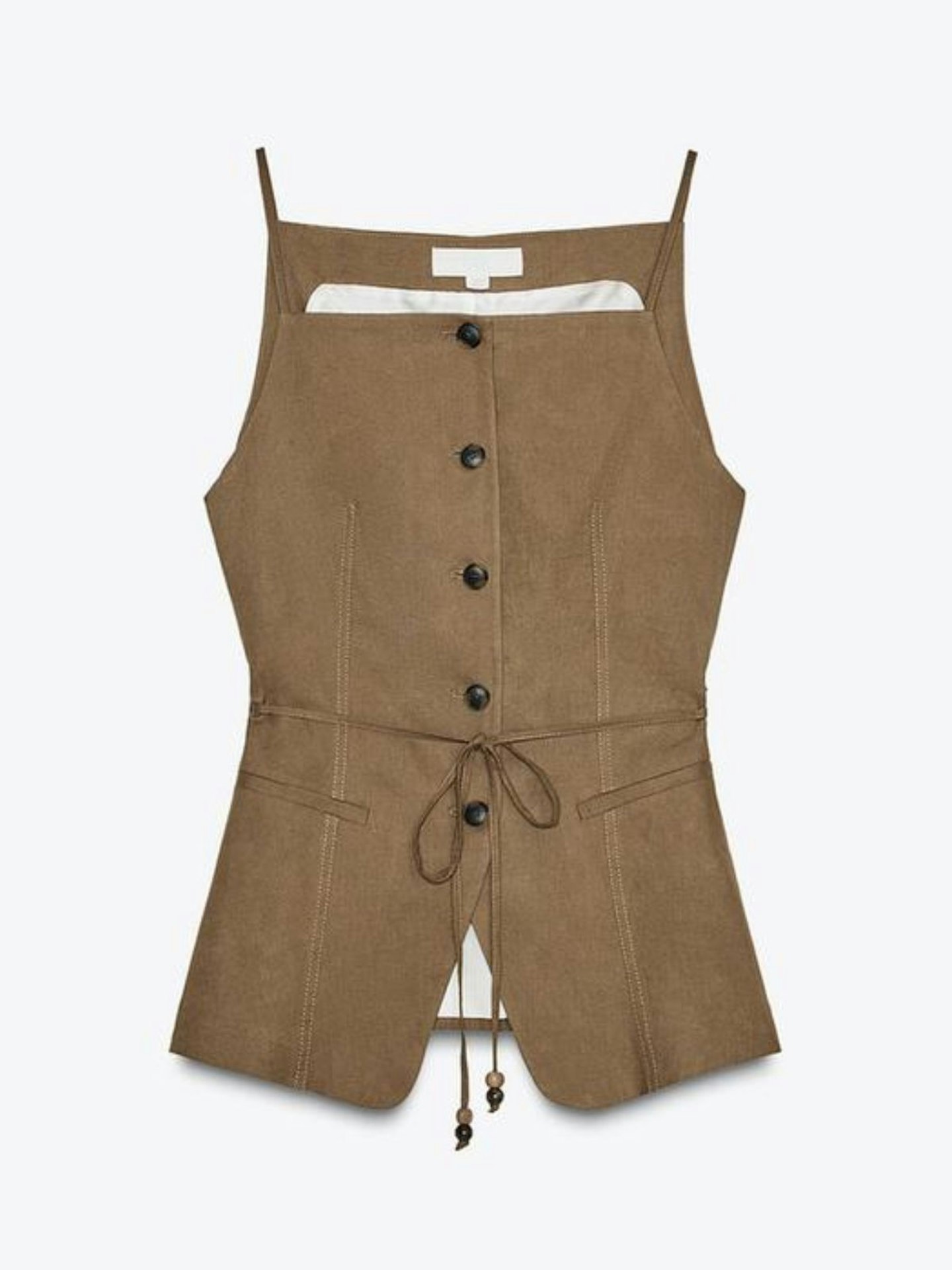 Beaded Belt Waistcoat In Linen Blend