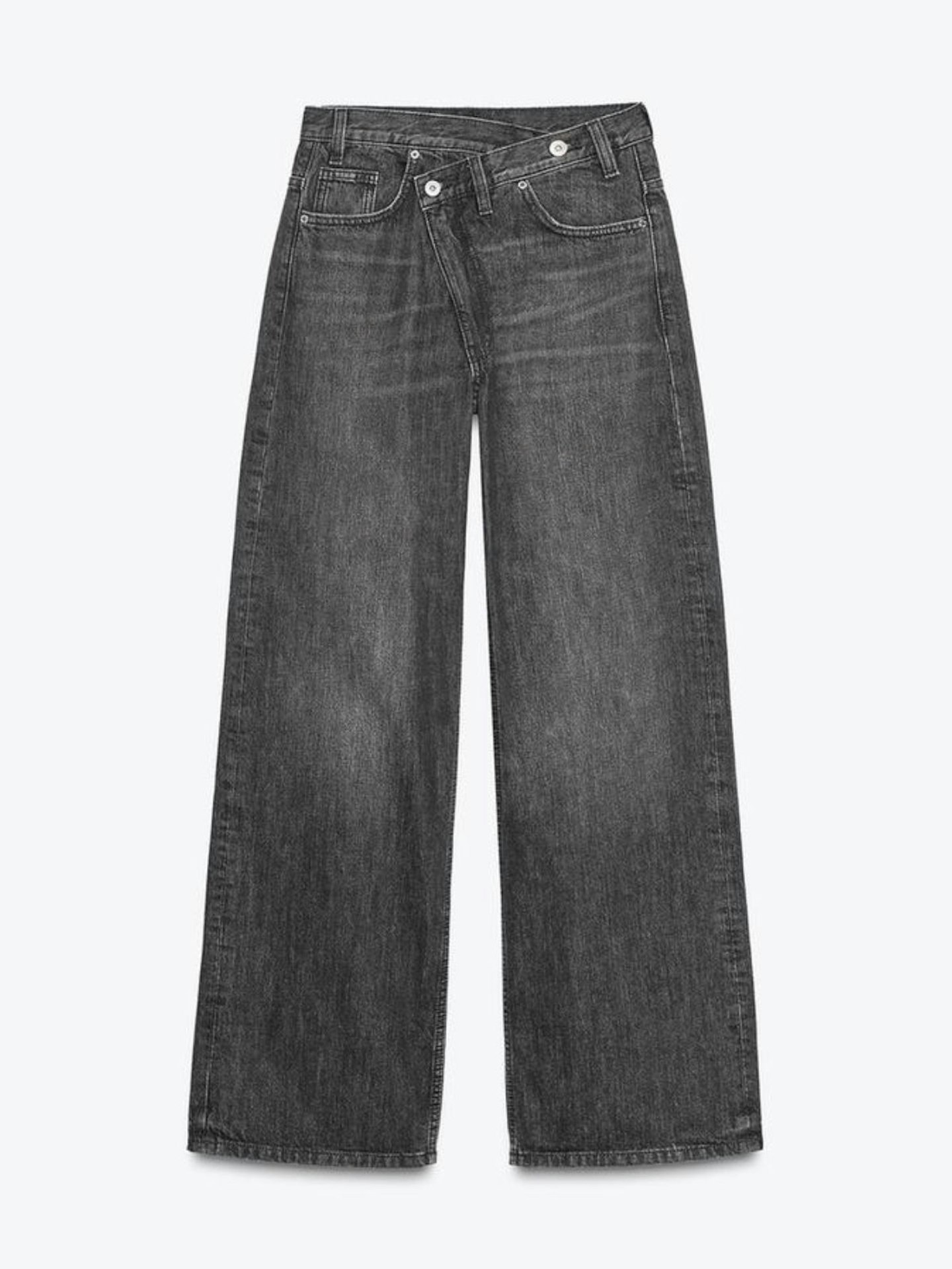 TRF Wide-Leg High-Waist Jeans With Crossover Waist