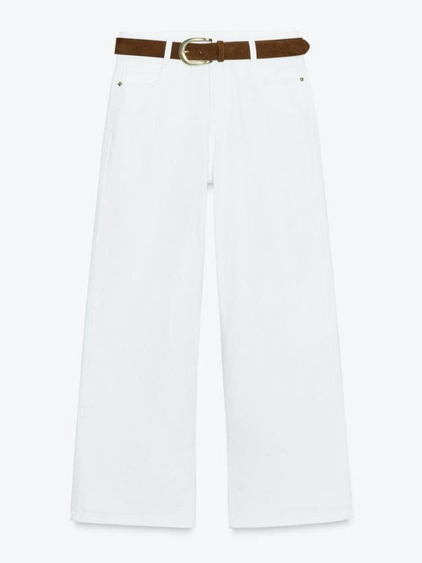 High-Waist Belted Culottes Jeans