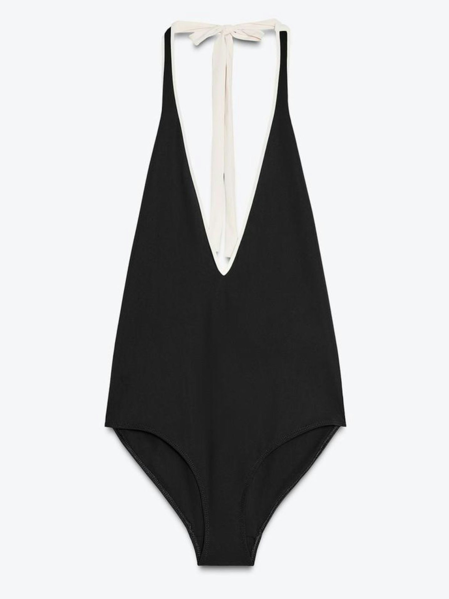 Contrast Halter Swimsuit