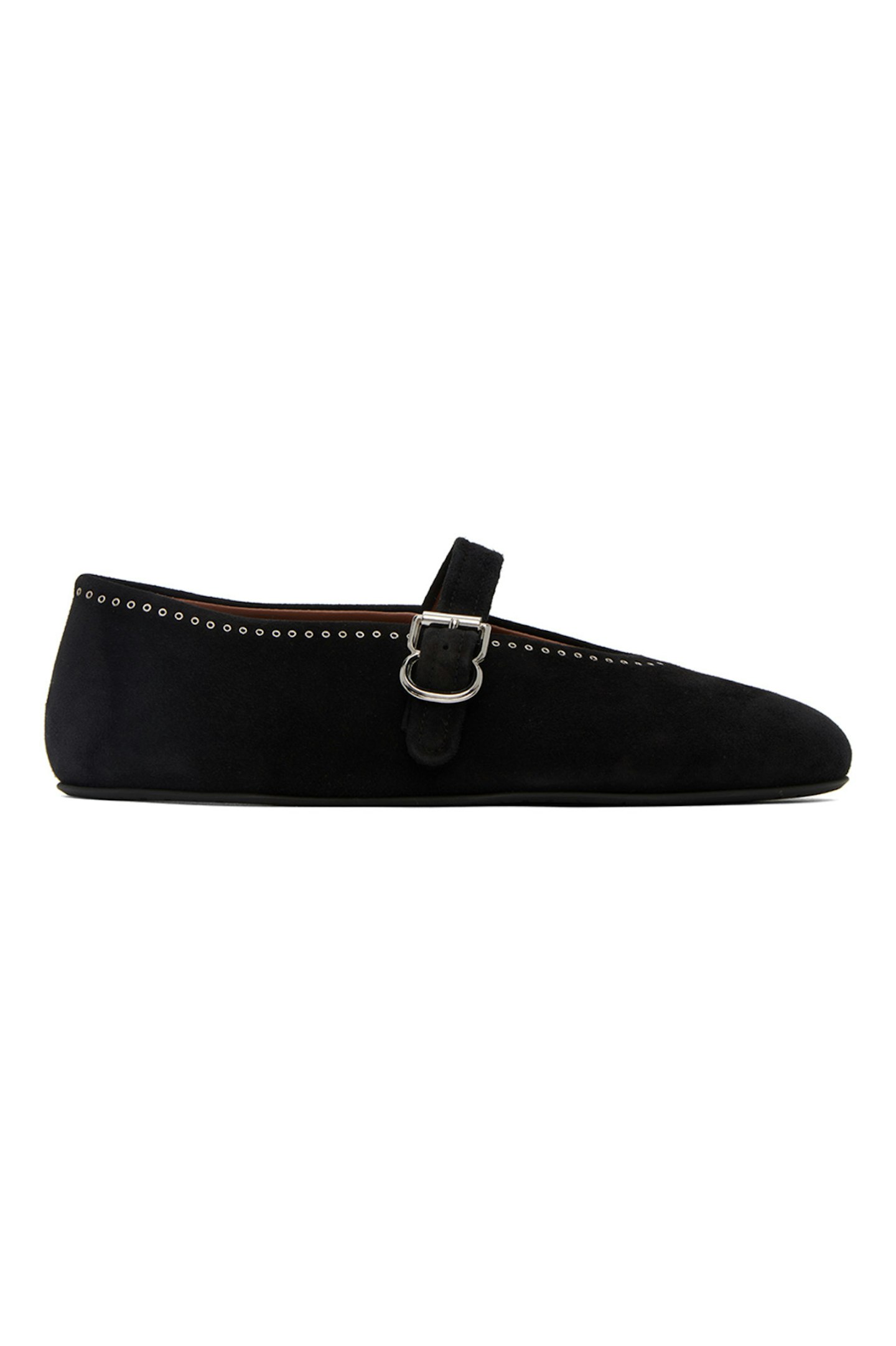 ALAÏA,  Black Ballerina Strap Flats