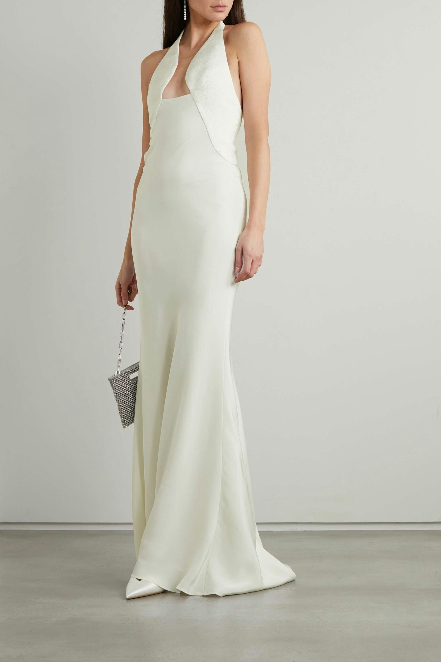 Christopher Esber, Paneled Piqué and Silk-crepe Halterneck Gown