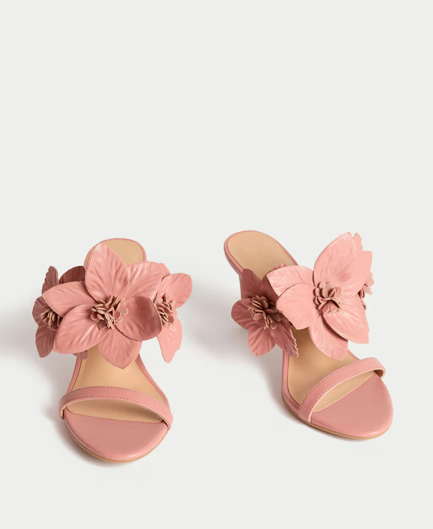 Metallic Flower Corsage Stiletto Mules