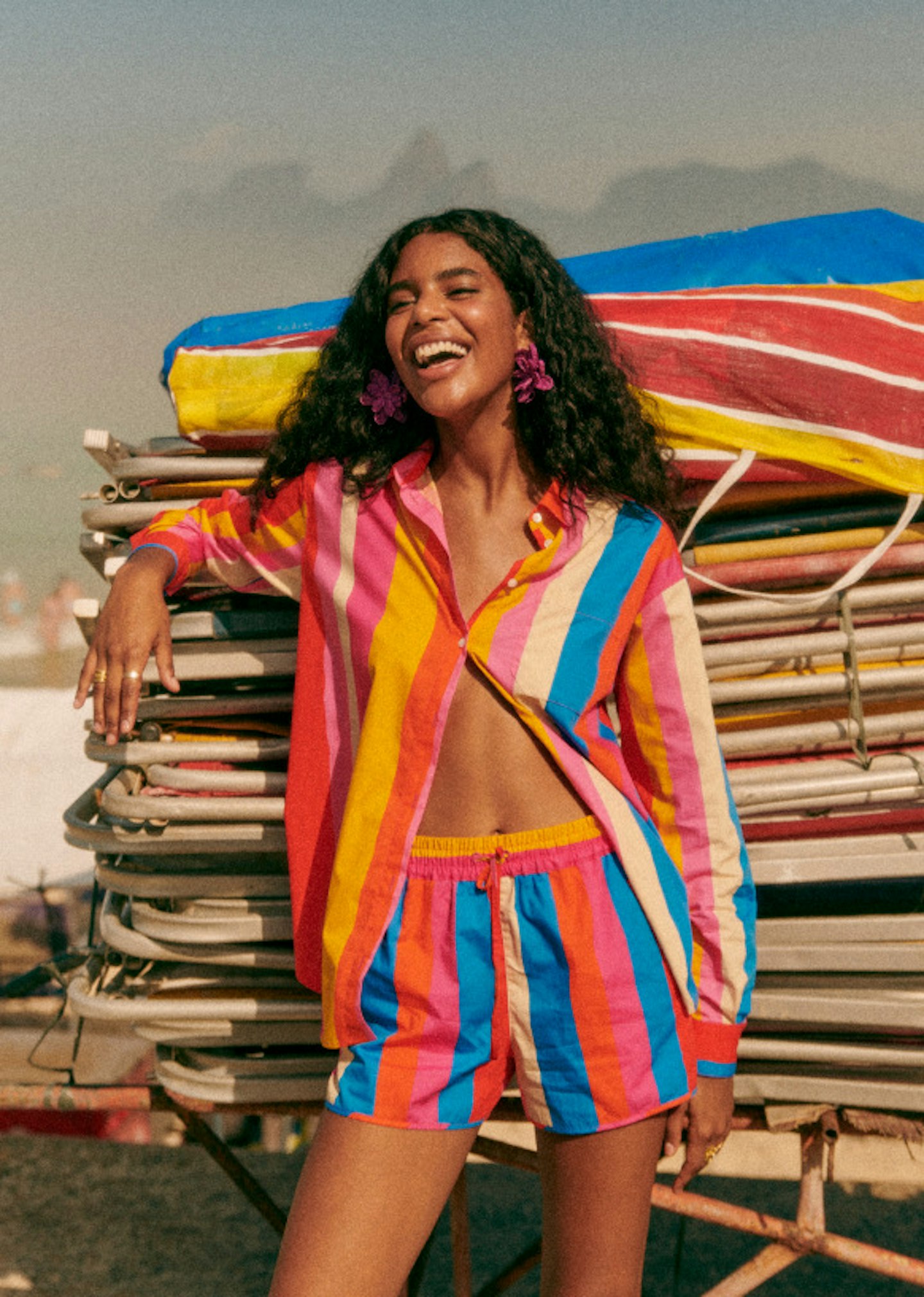 Sézane x Farm Rio Striped Shorts