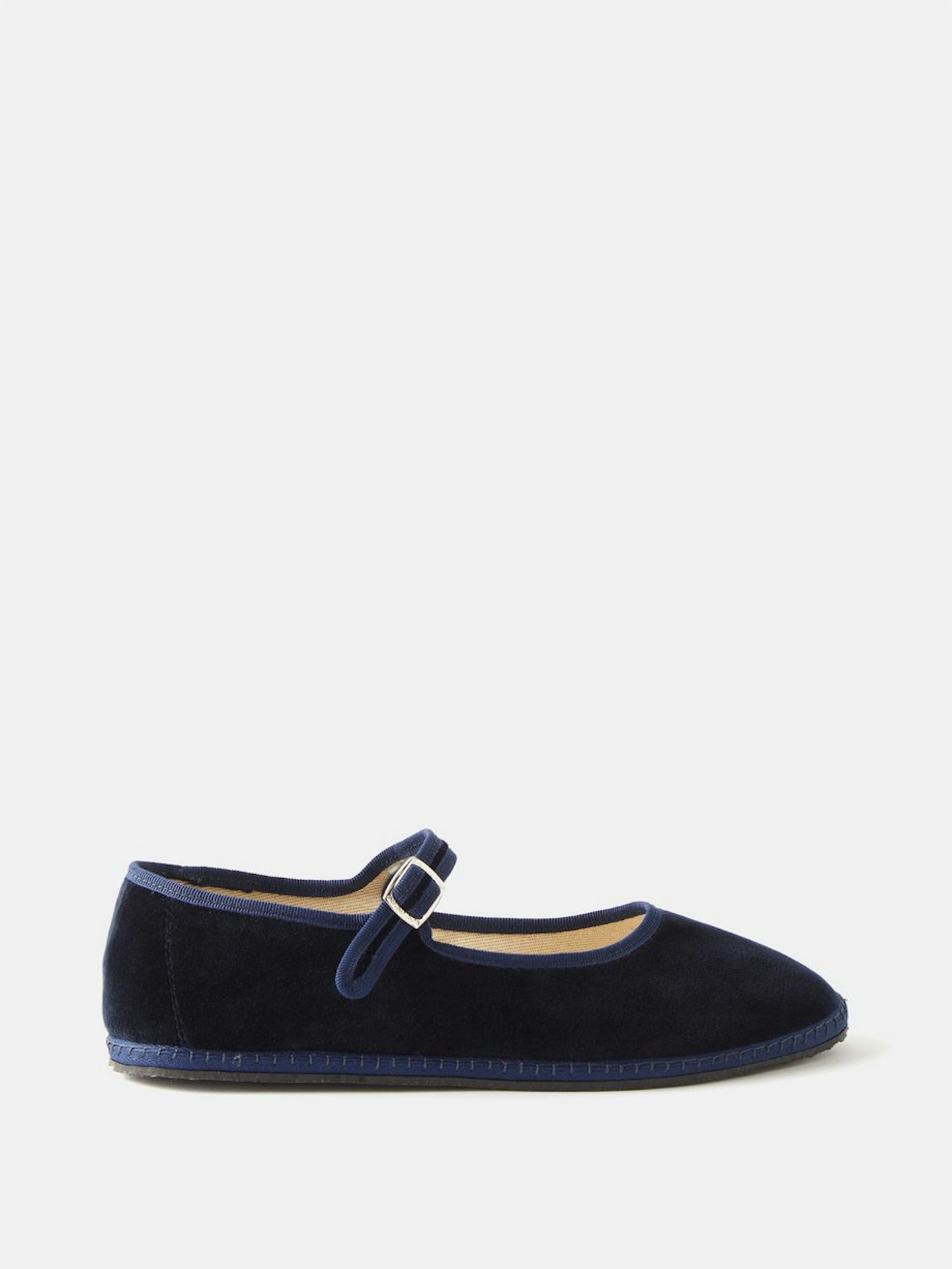 Vivi Venezia, Blanket-Stitched Velvet Mary Jane Flats