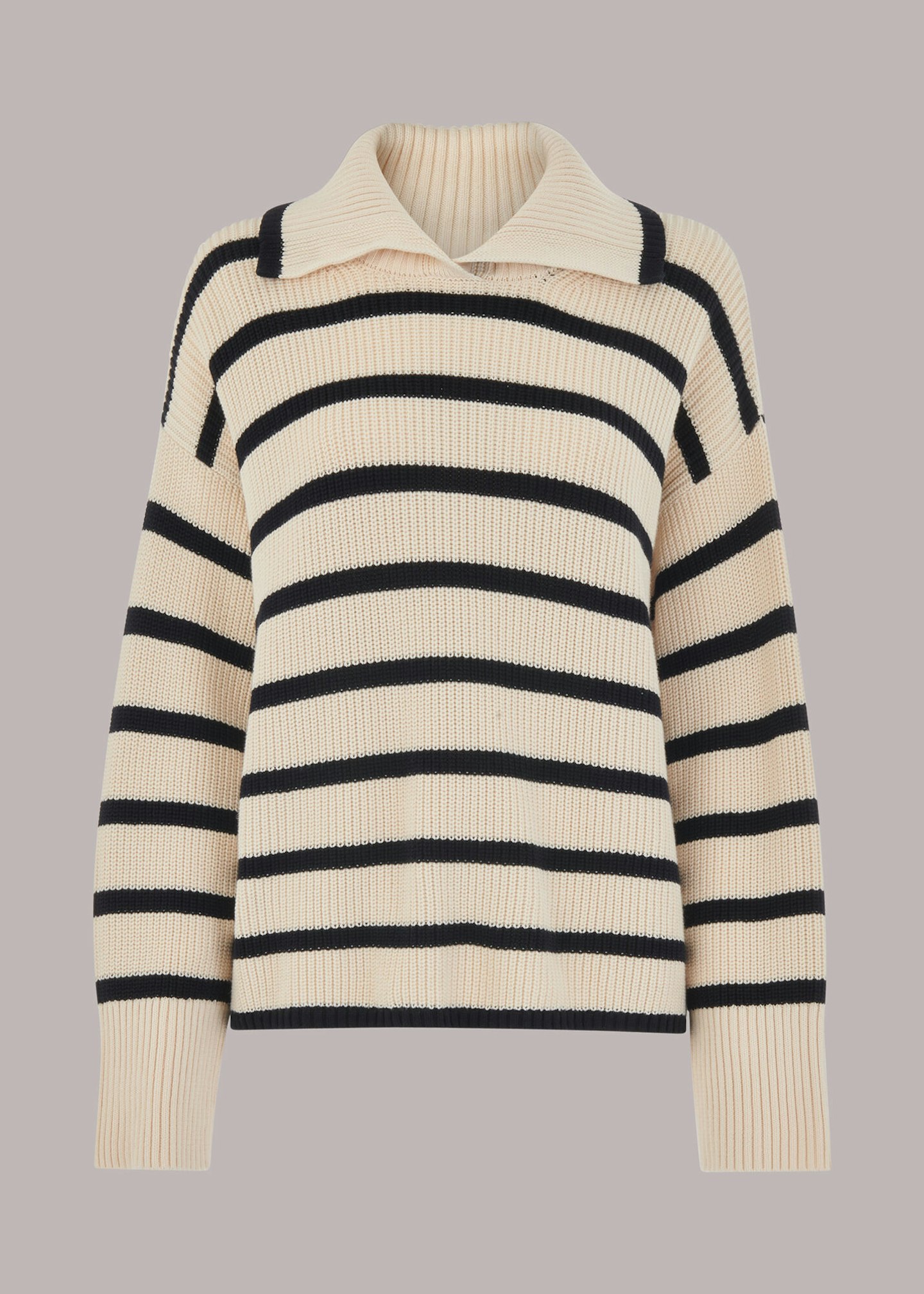 Whistles, Rib Stripe Collar Sweater