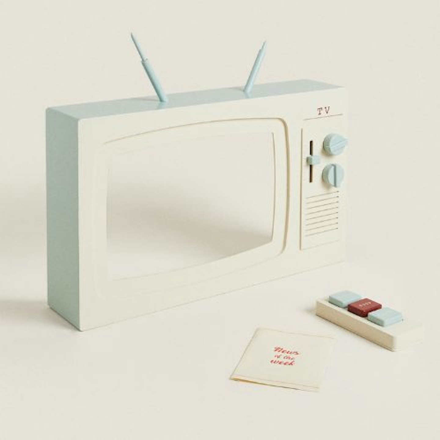 Wooden TV with Accessories