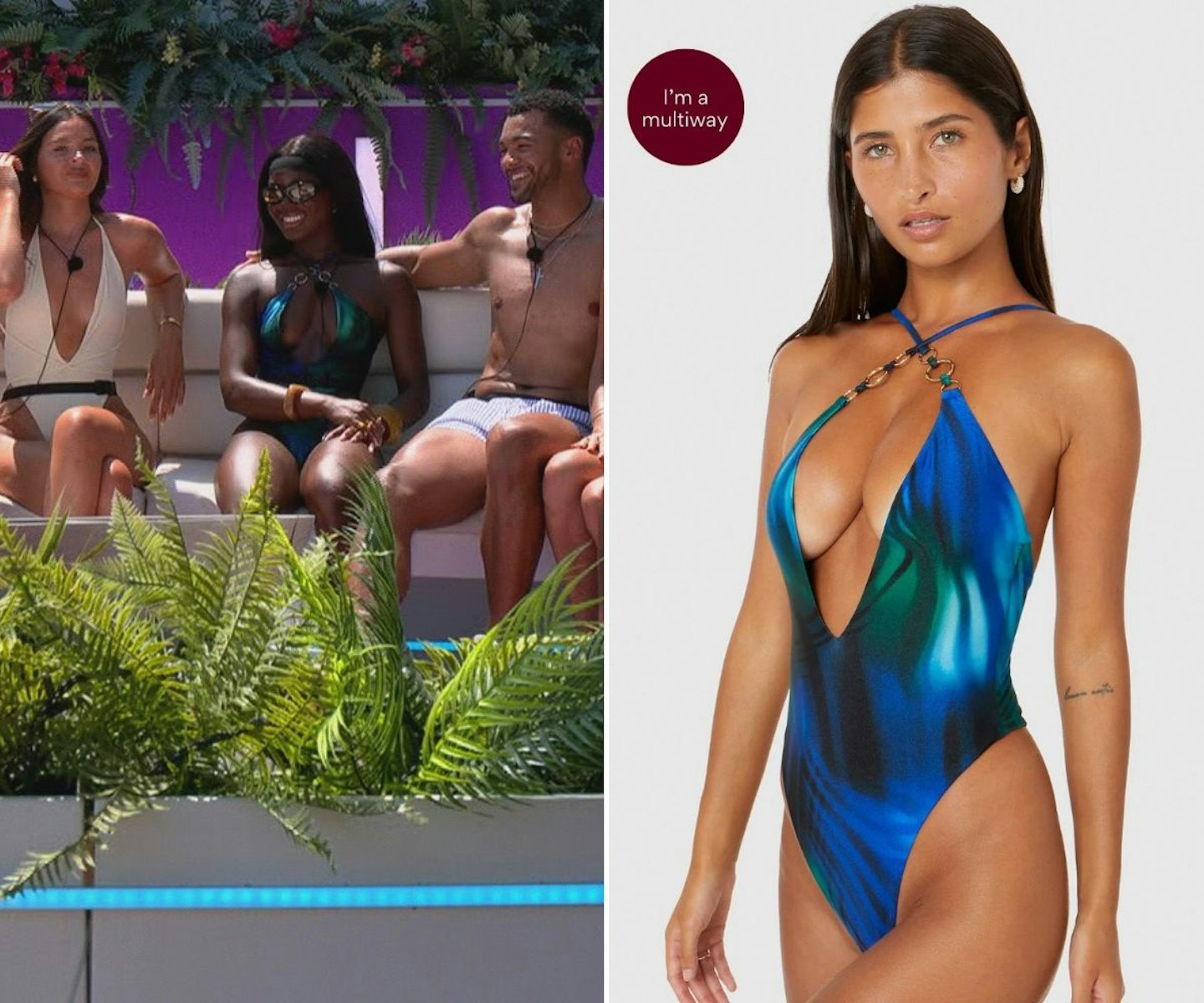 Billykiss' Blue And Green Plunge Swimsuit
