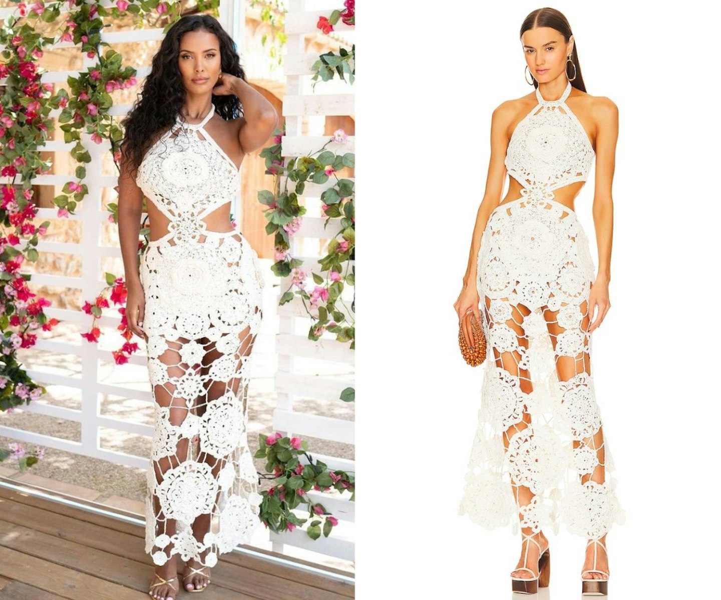 Maya Jama's White Crochet Gown