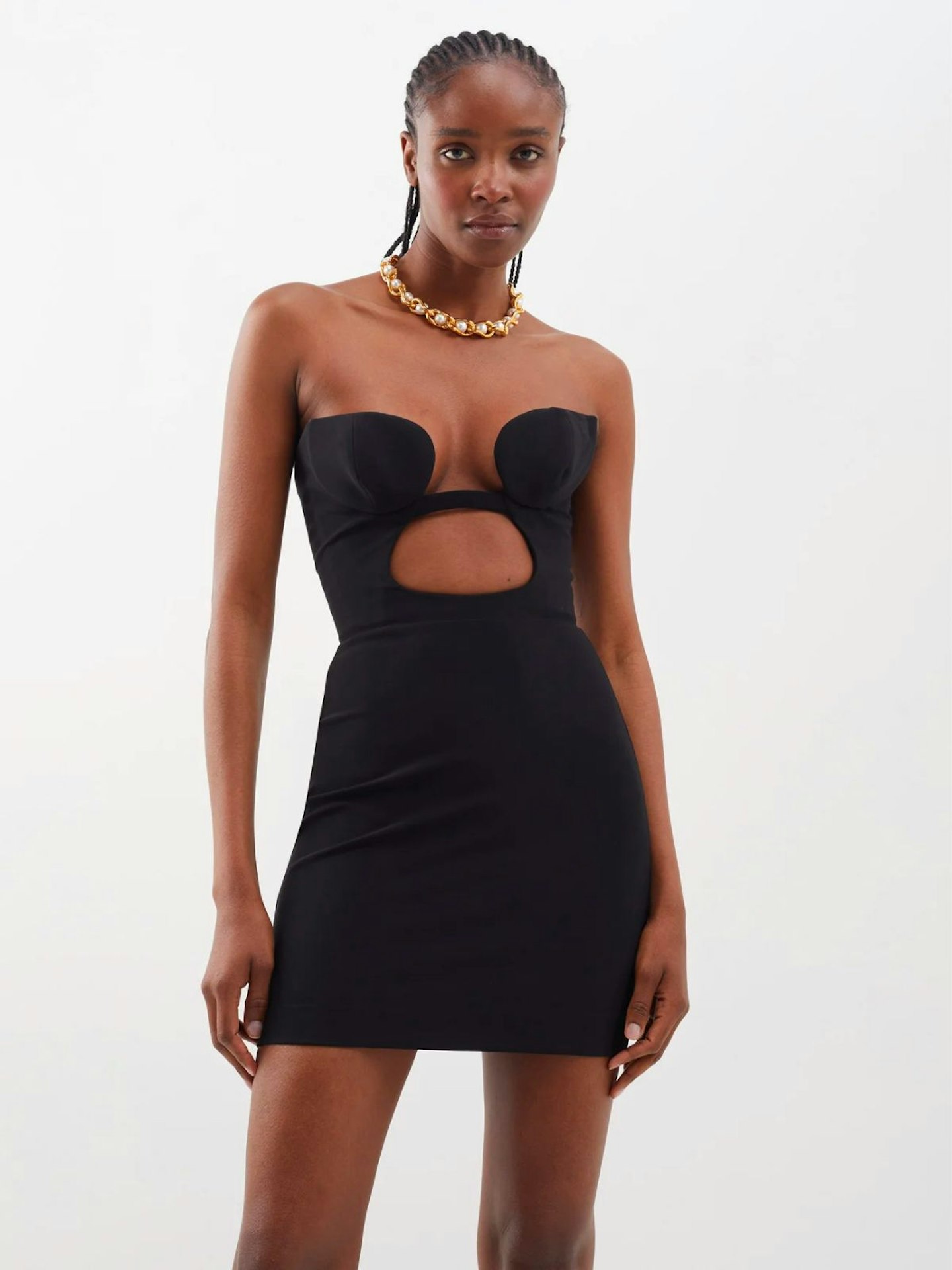 Nensi Dojaka Cutout Strapless Faille Mini Dress