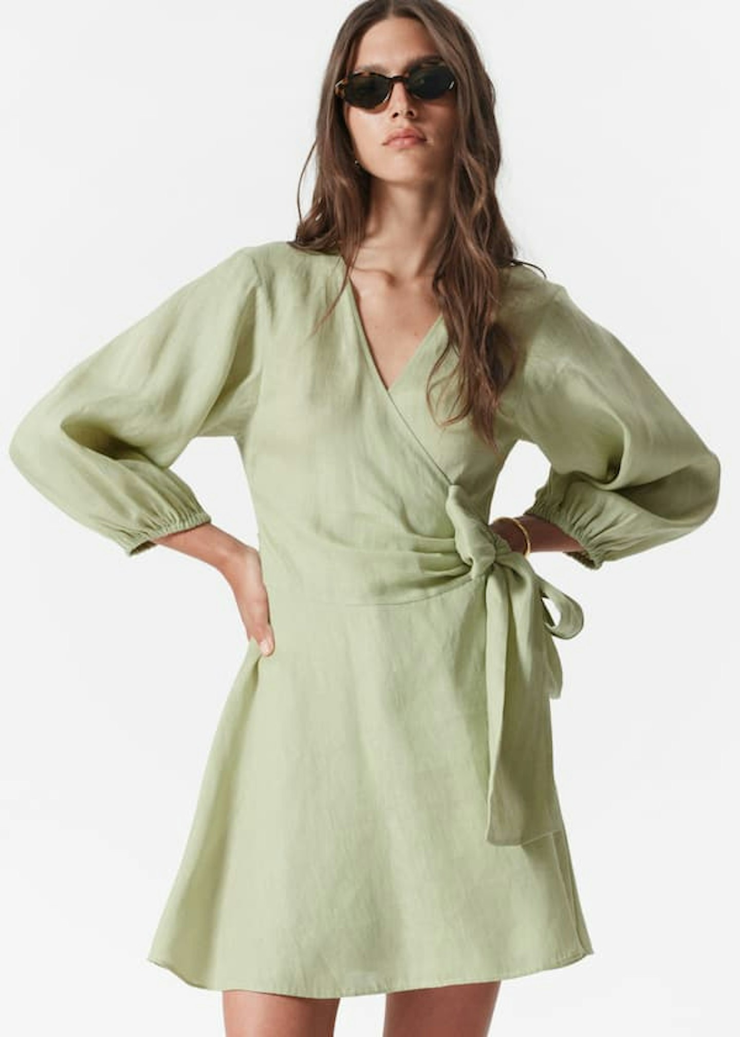 & Other Stories, Linen Wrap Mini Dress