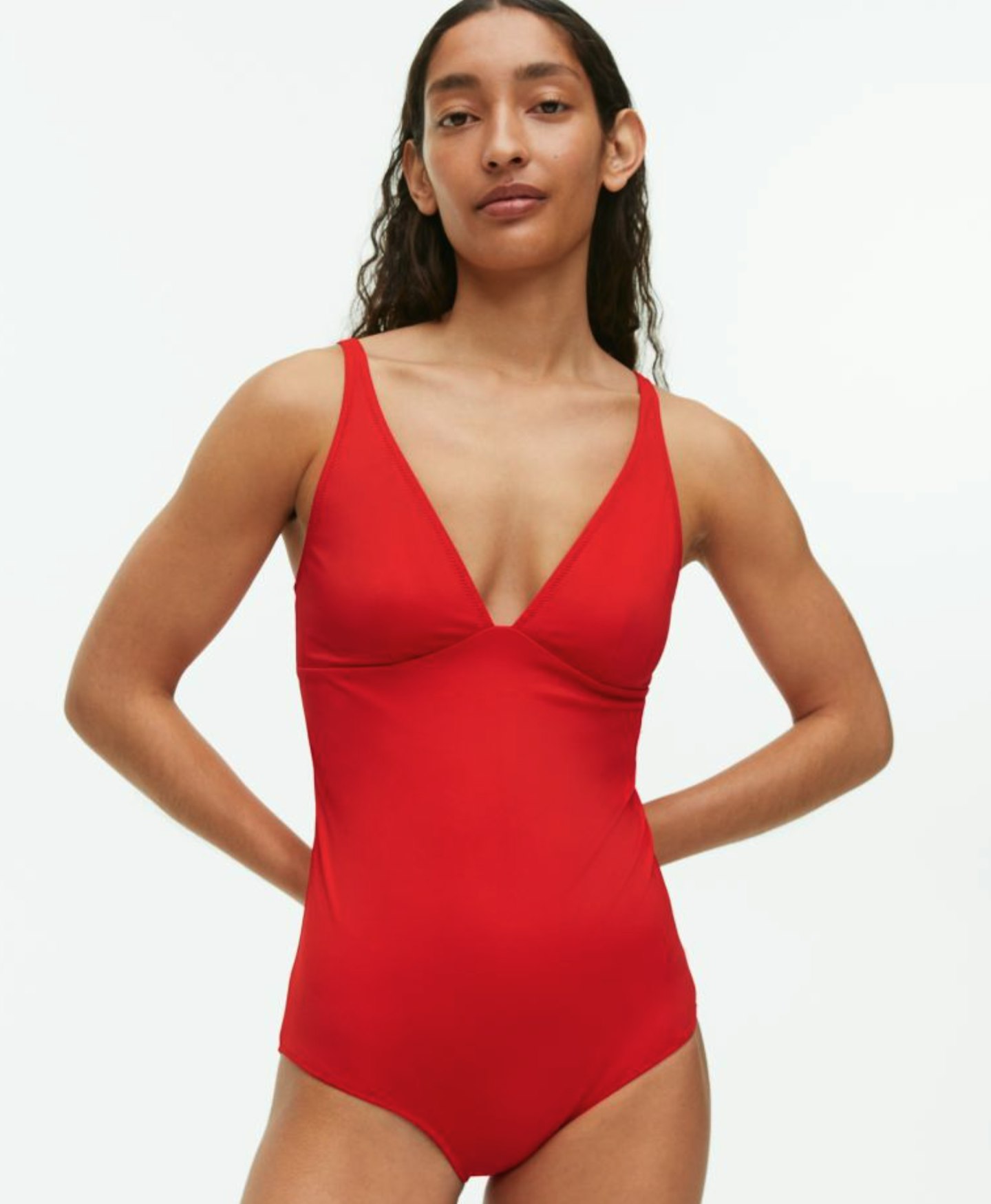 Arket V-Neck Swimsuit Red