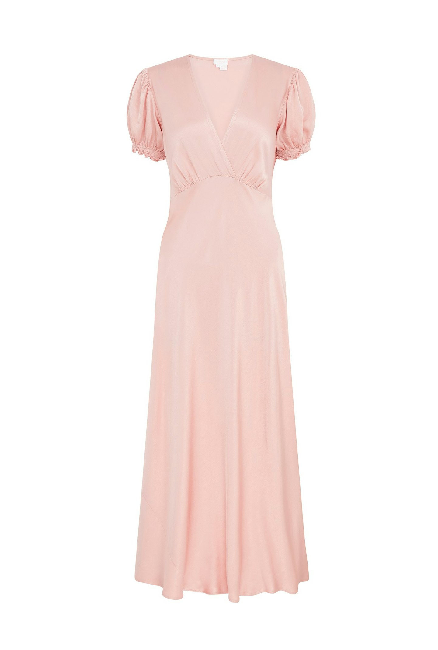 Ghost, Clemence Pink Satin Midi Dress