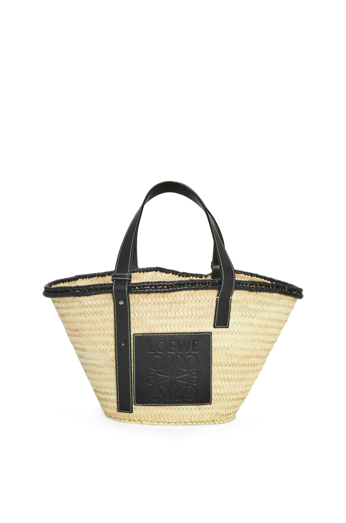 Loewe, Inlay Basket Bag In Palm Leaf And Calfskin