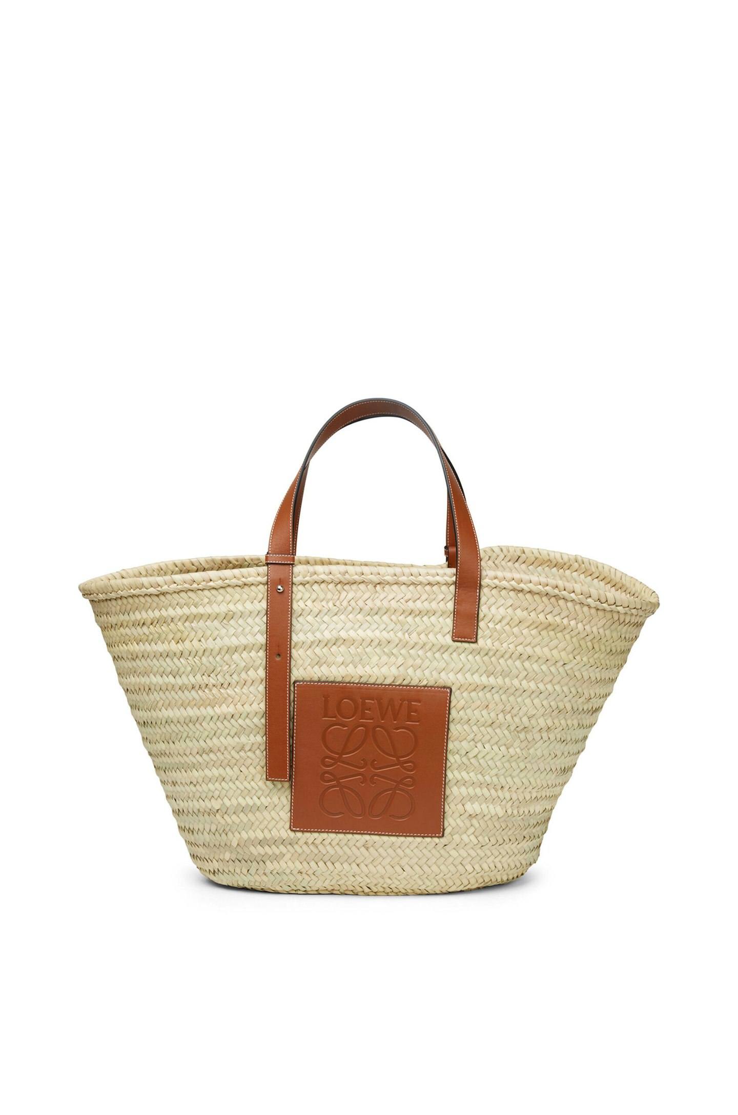 Loewe, Large Basket Bag In Palm Leaf And Calfskin
