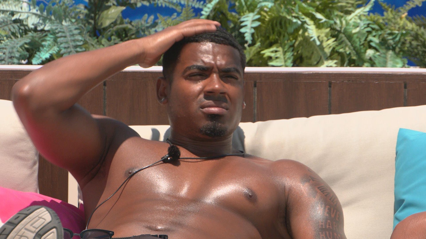 Love Island Tyrique looking stressed