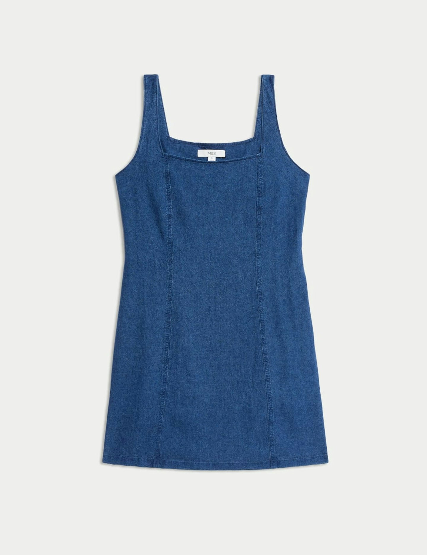 M&S, Linen Rich Square Neck Mini Shift Dress