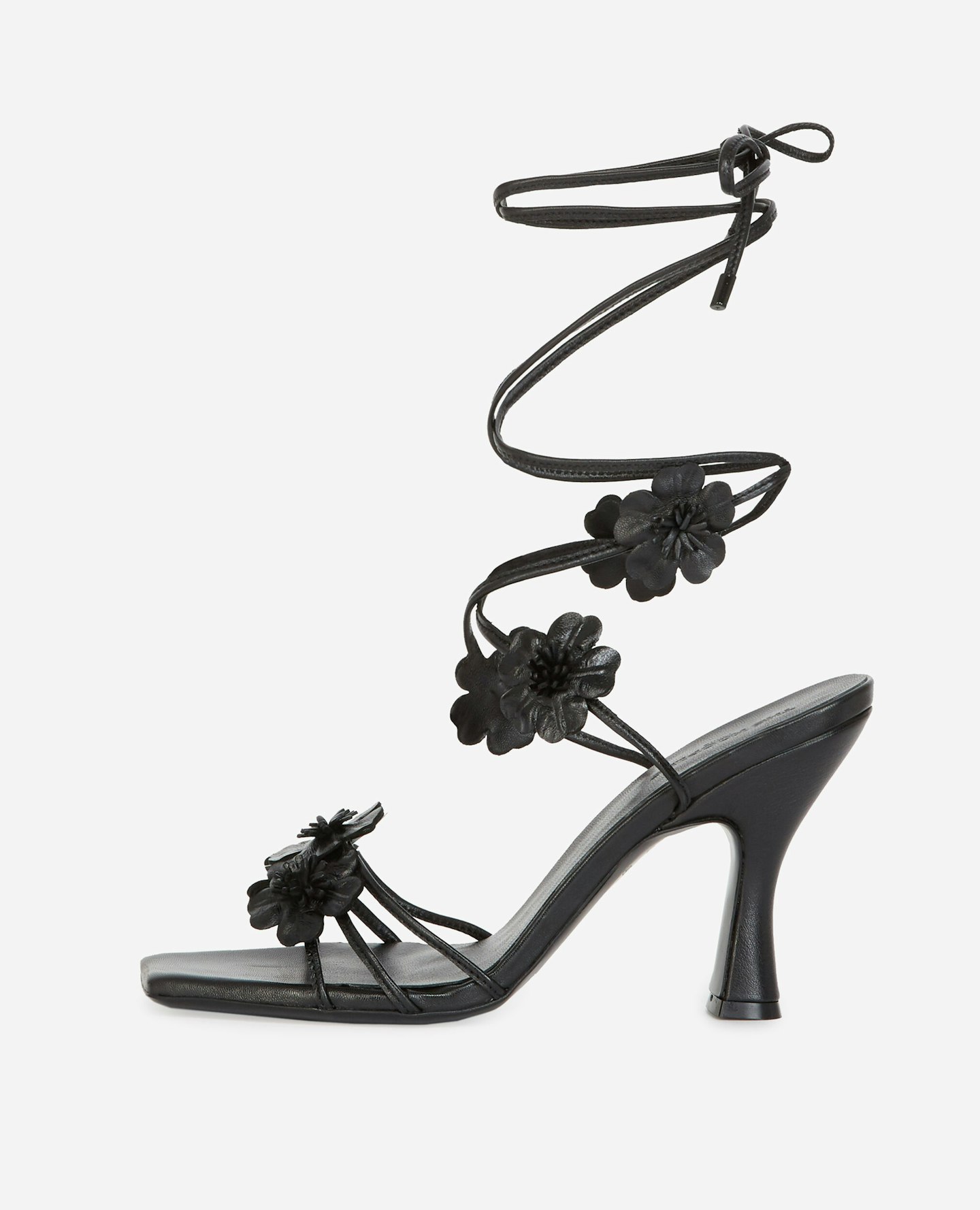 Maje, Black Lace-Up Sandals With High Heel