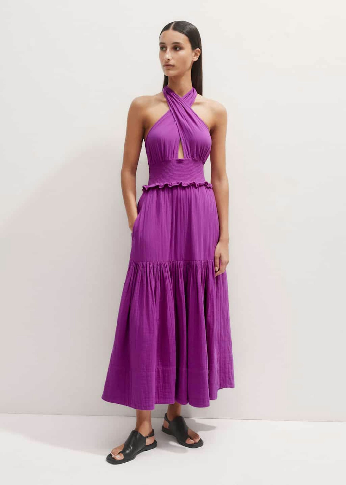 ME+EM, Cheesecloth Halternecl Maxi Dress