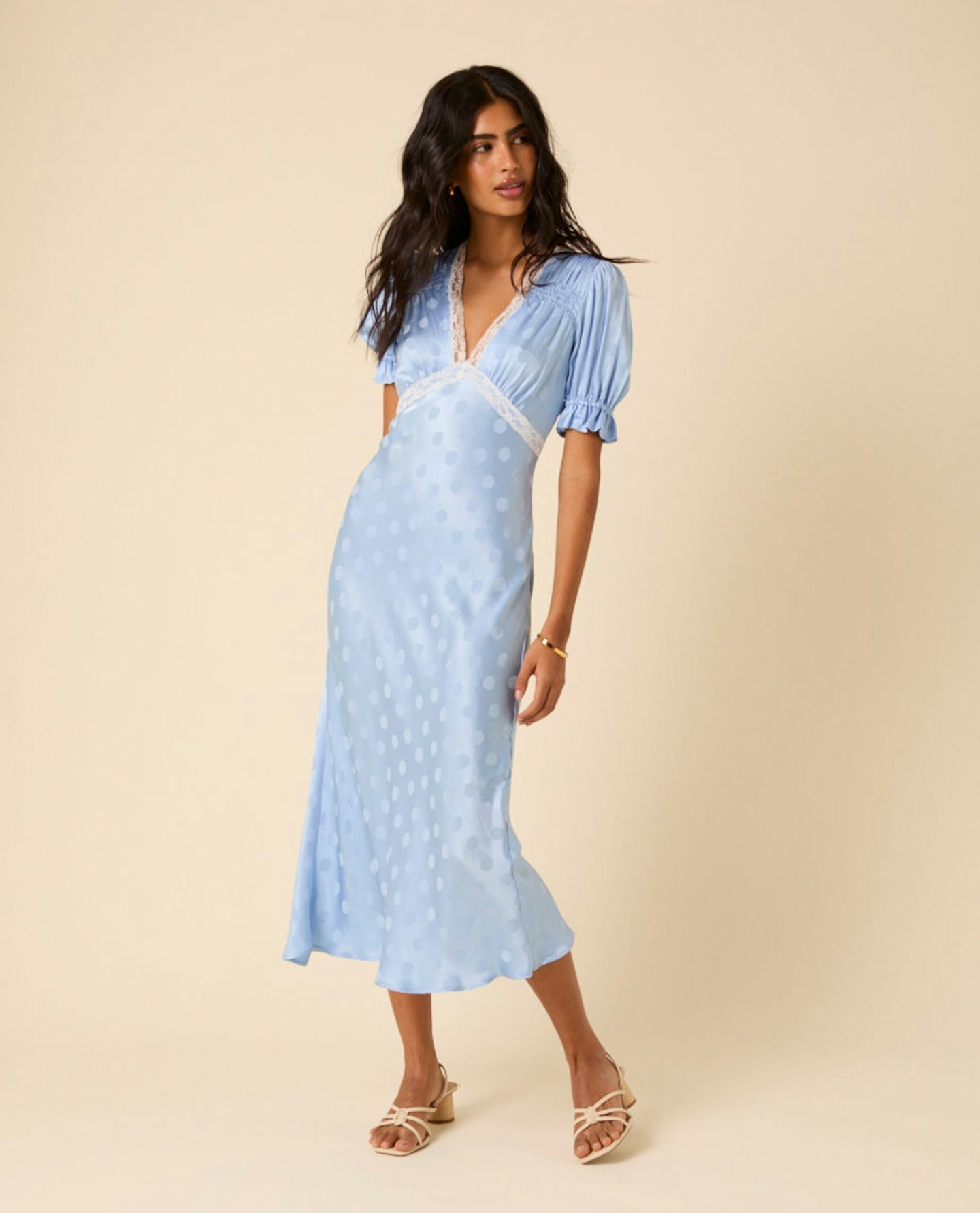 Nobody's Child, Polka Dot Jacquard Angela Midi Dress